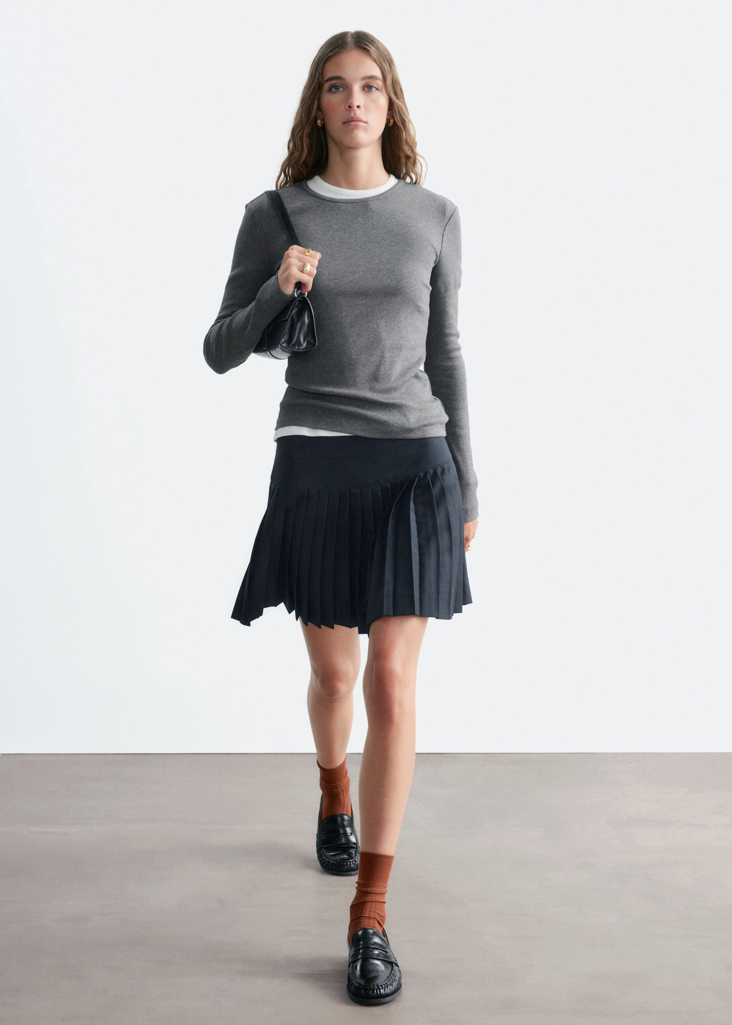 Ribbed Long-Sleeve Top - Black - Lookbook