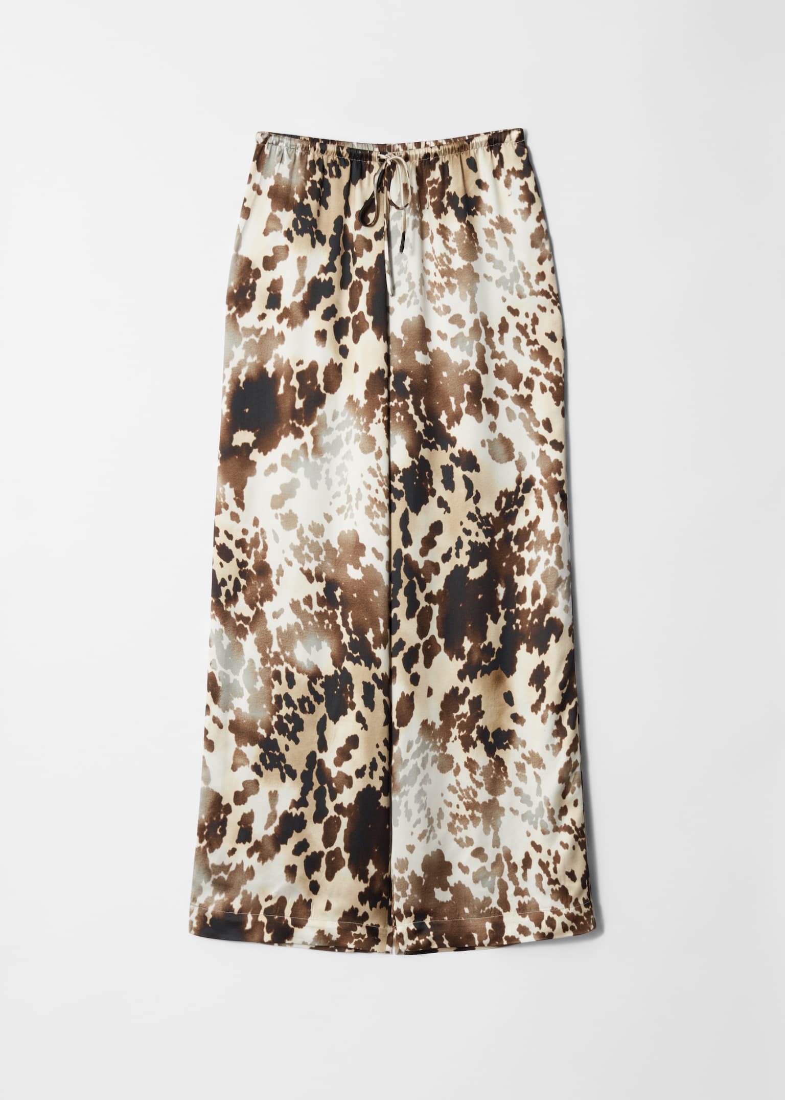 Satinhose mit Kordelzugbund - Braun/Beigefarbener Print/Dunkelrot/Dunkelbraun