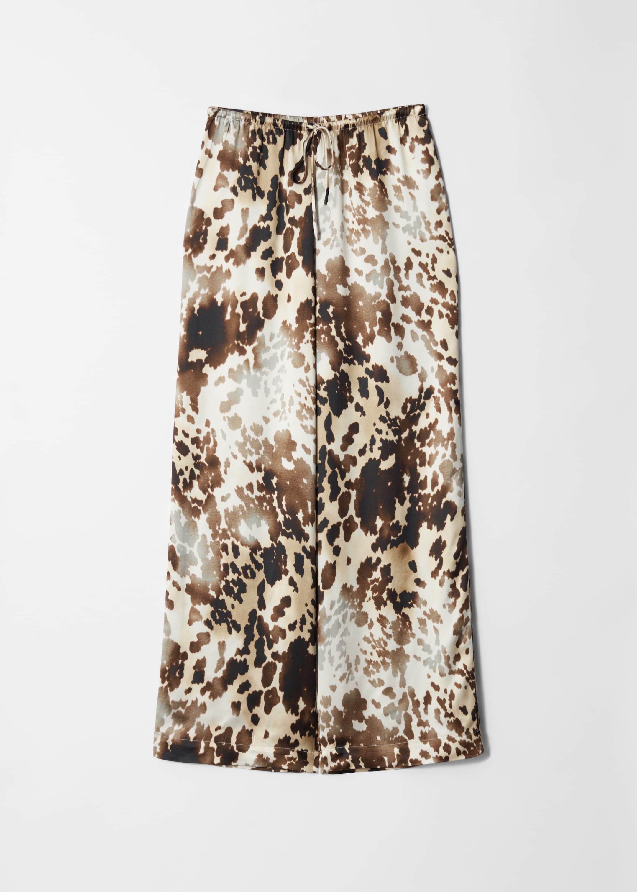 Ver imagen más grande: Pantalones de satén con cordón de ajuste - Estampado marrón/beige - MUJER | H&M ES 4