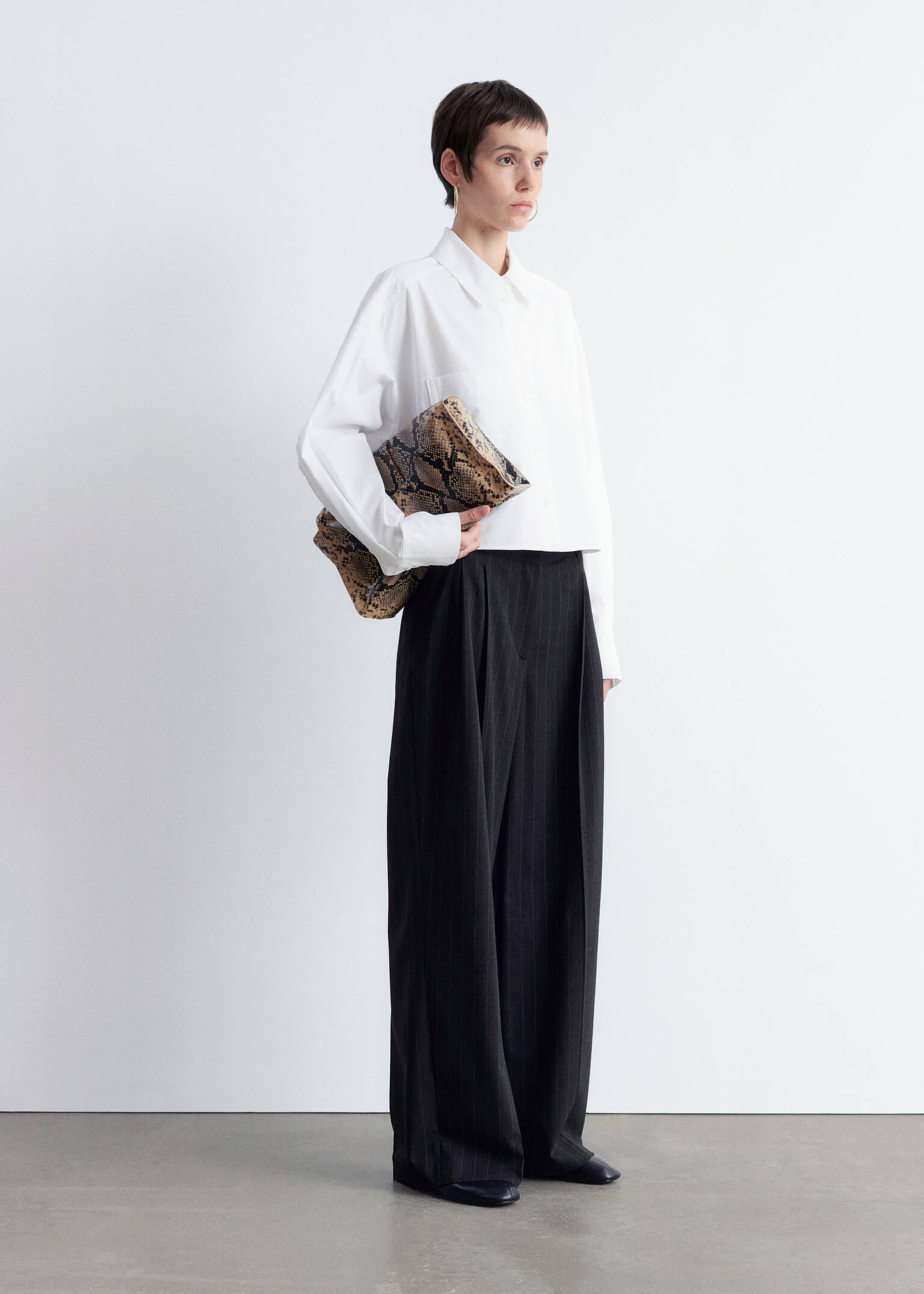 Kurze Oversized-Bluse aus Baumwolle - Weiß - 6
