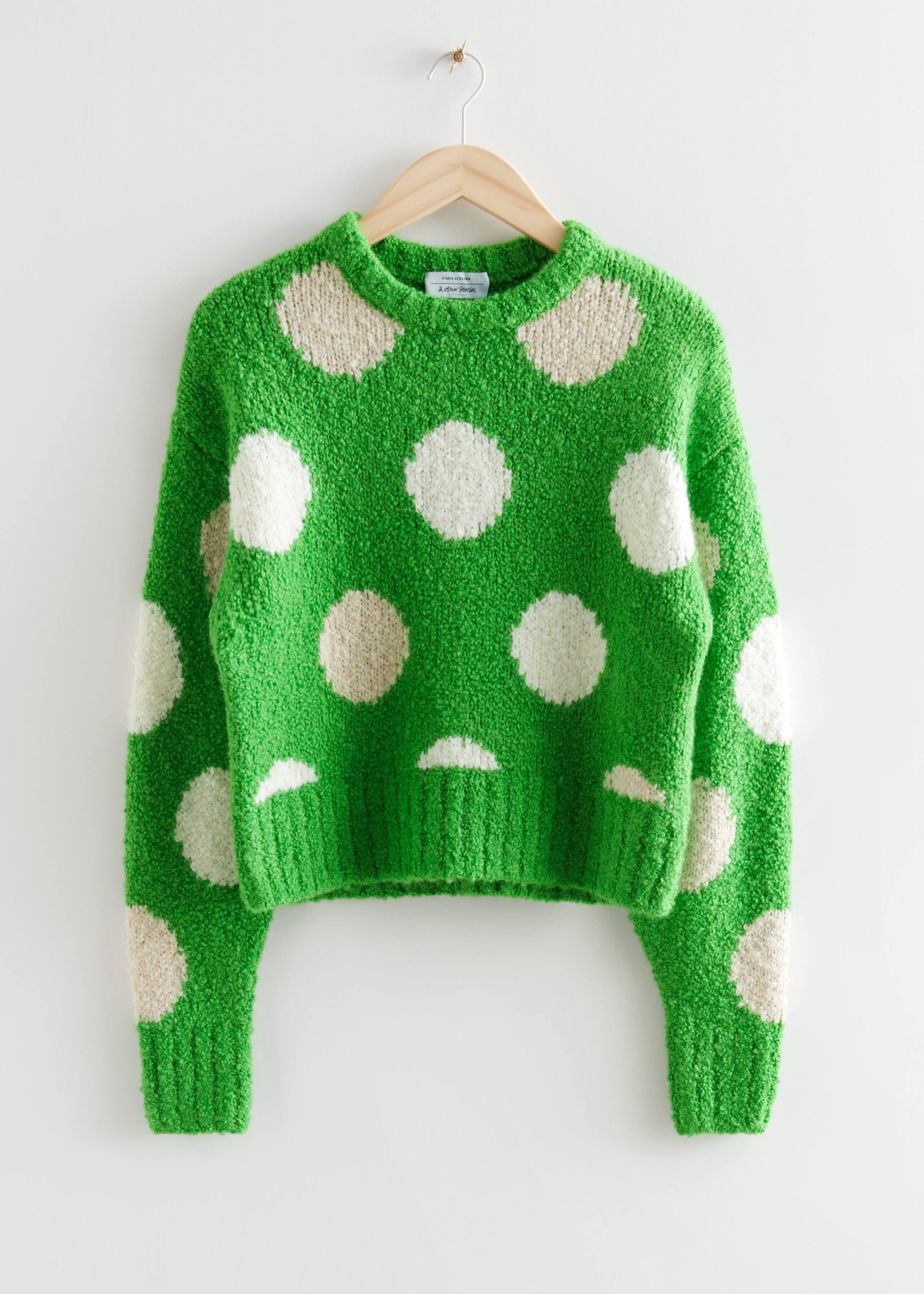 PolkaDotJacquardKnitJumper - Green/White - Bodegón