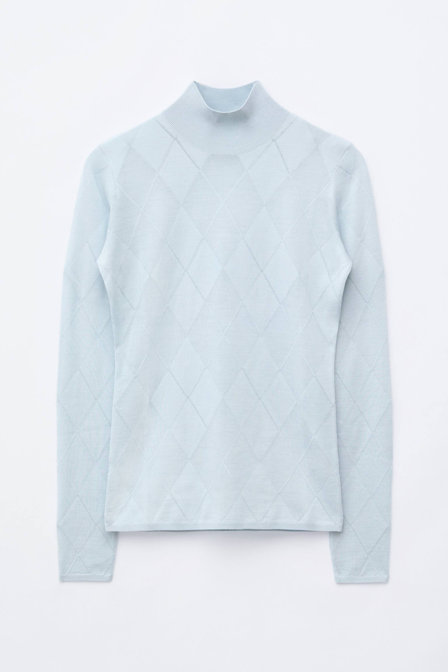 Mock Neck Wool Top - Light Blue