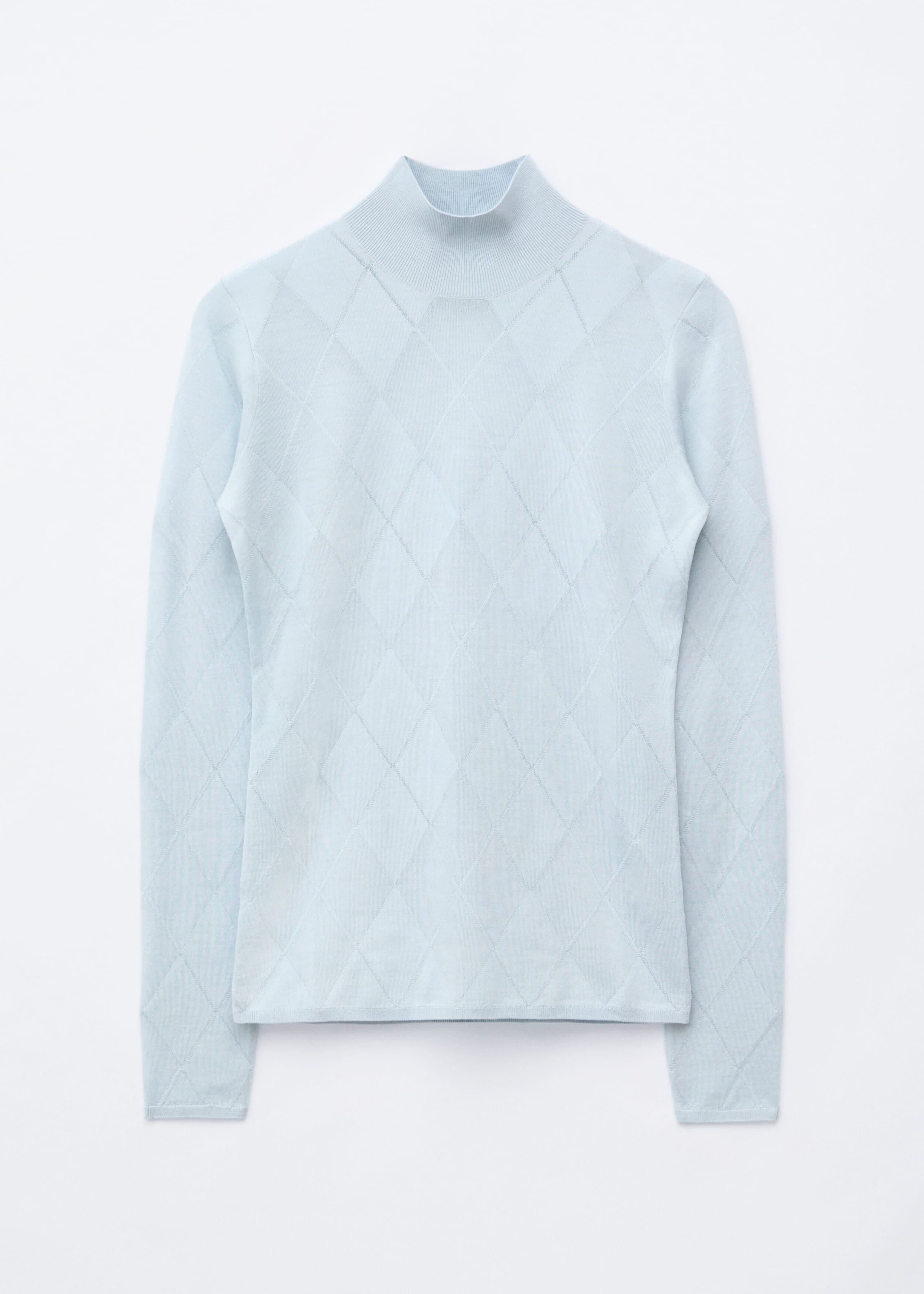 Mock Neck Wool Top - Light Blue - Still Life