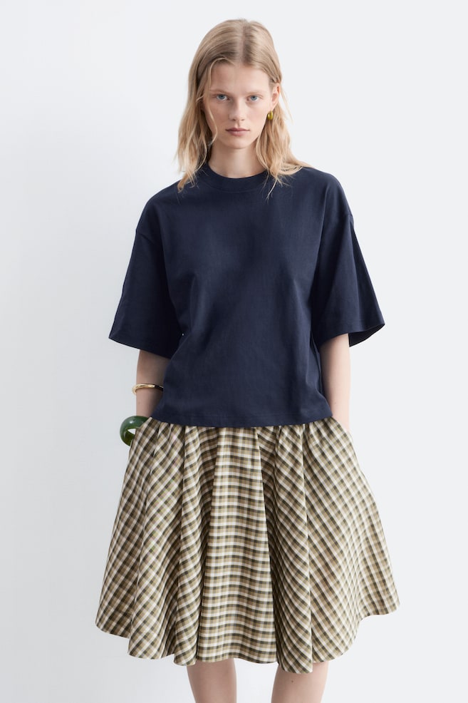 Tricou Boxy Din Bumbac - Bleumarin/Alb/Negru/Gri/Bej/Roșu - 1