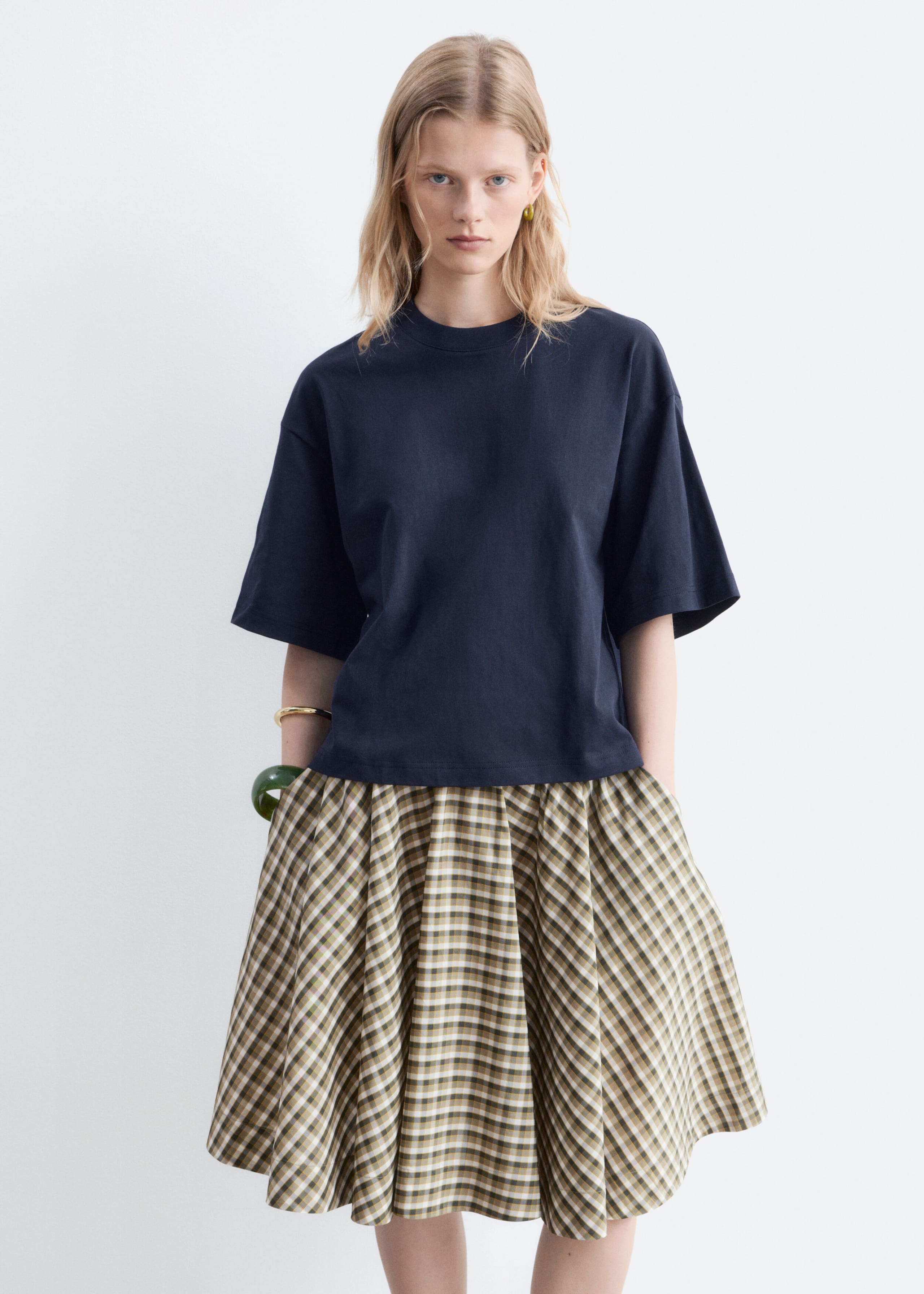 Recht katoenen T-shirt - Zwart - Lookbook
