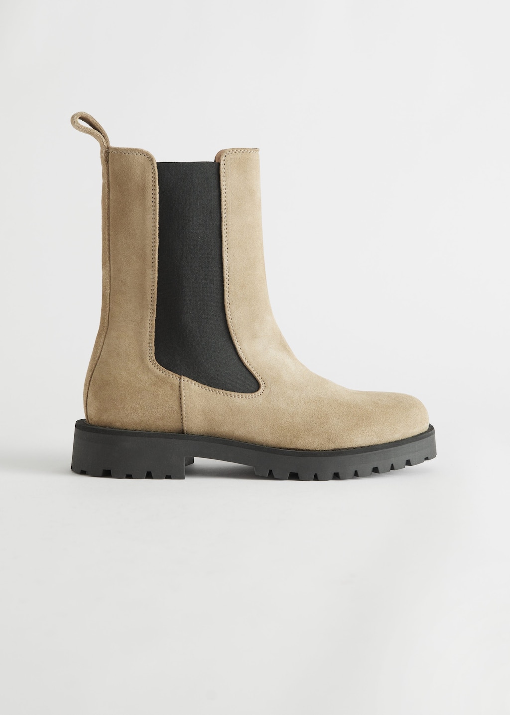 Chunky Sole Leather Chelsea Boots - Dark Beige - Bodegón