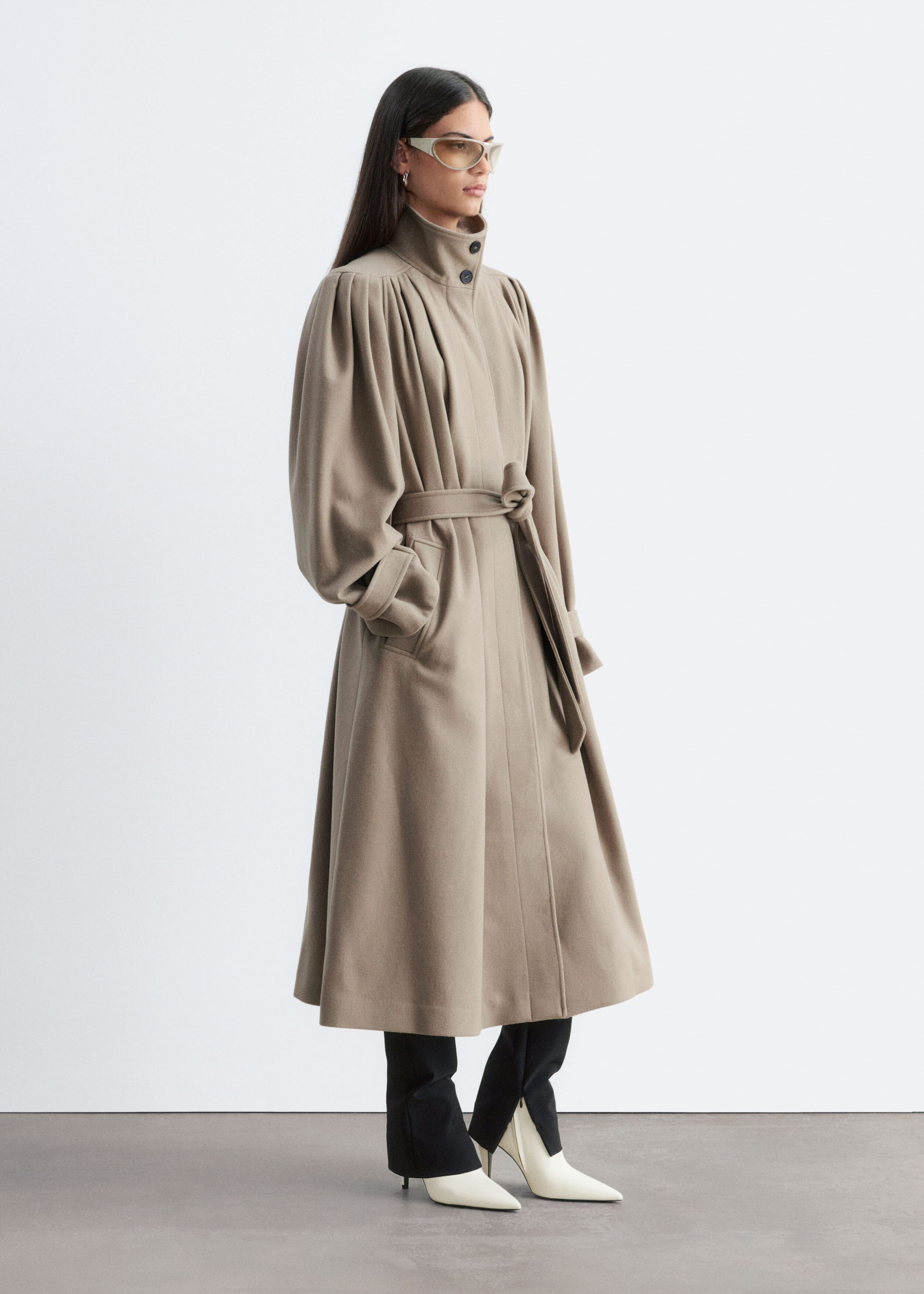 Belted Wool-Lyocell Coat - Mole - Lookbook