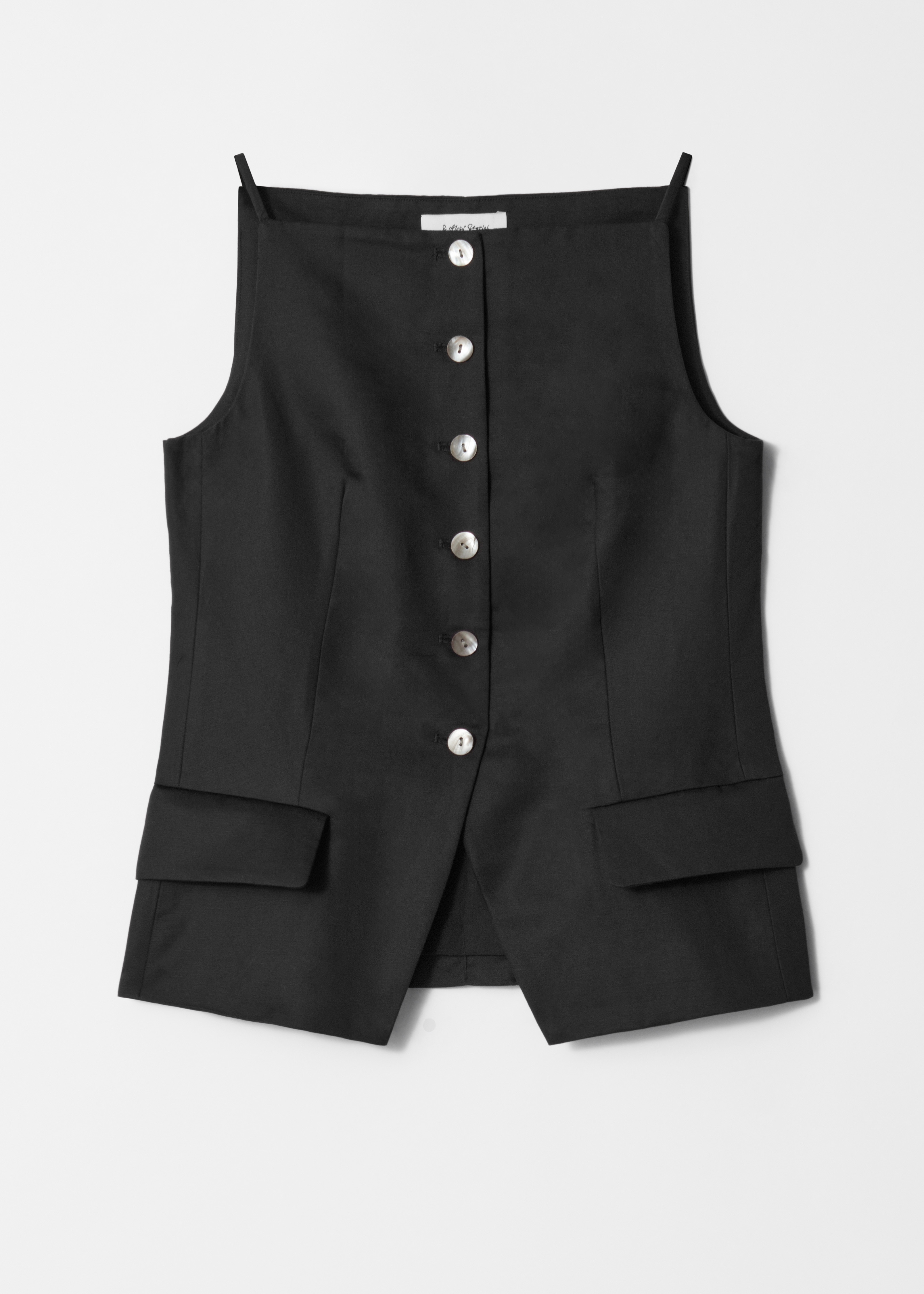 Top estilo chaleco de sastrería - Negro/Beige/Amarillo