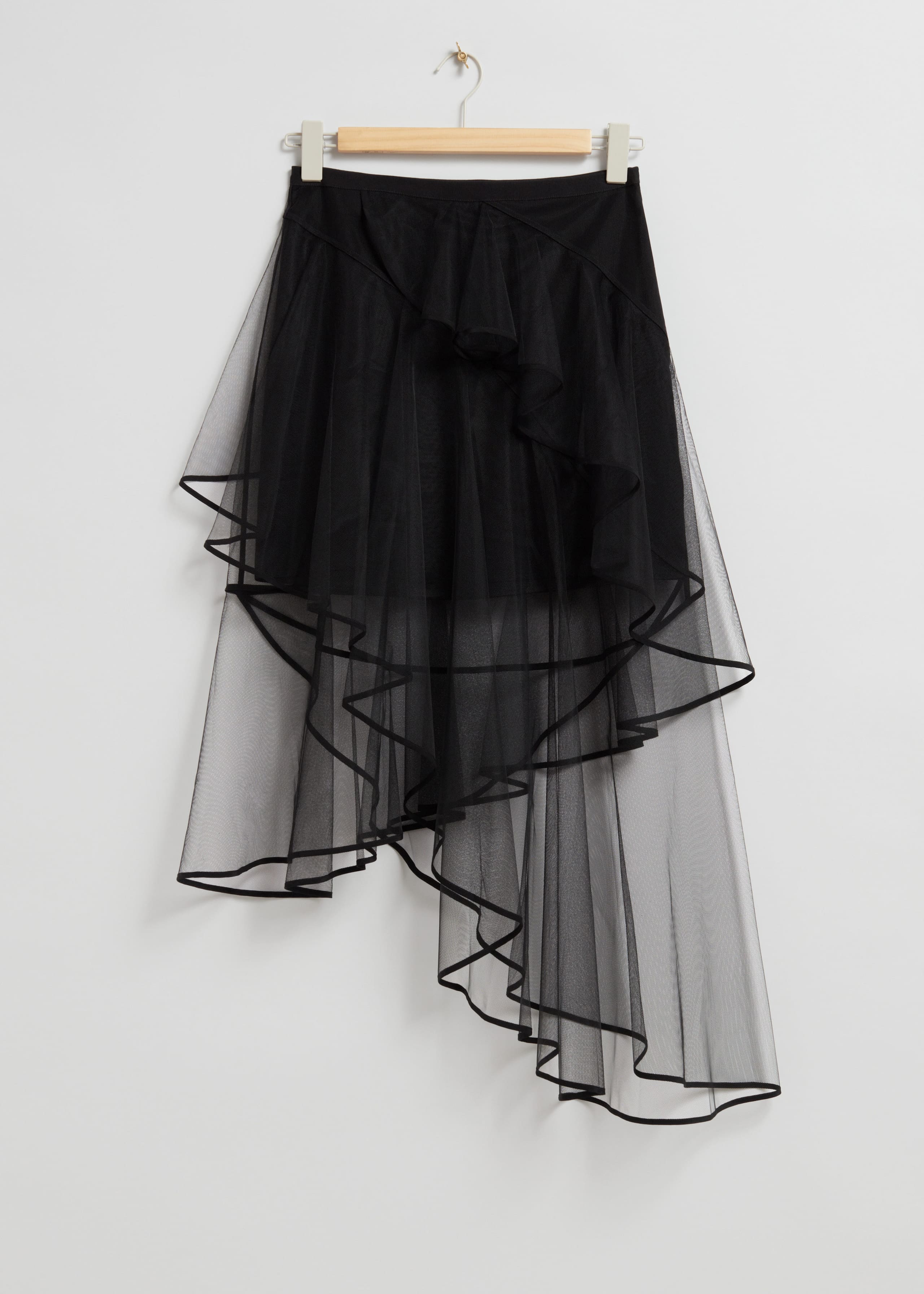 Ruffle-Trimmed Midi Skirt - Black - Still Life