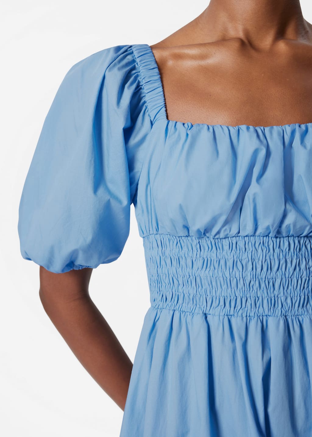 Robe midi à manches ballon - Bleu clair - Lookbook