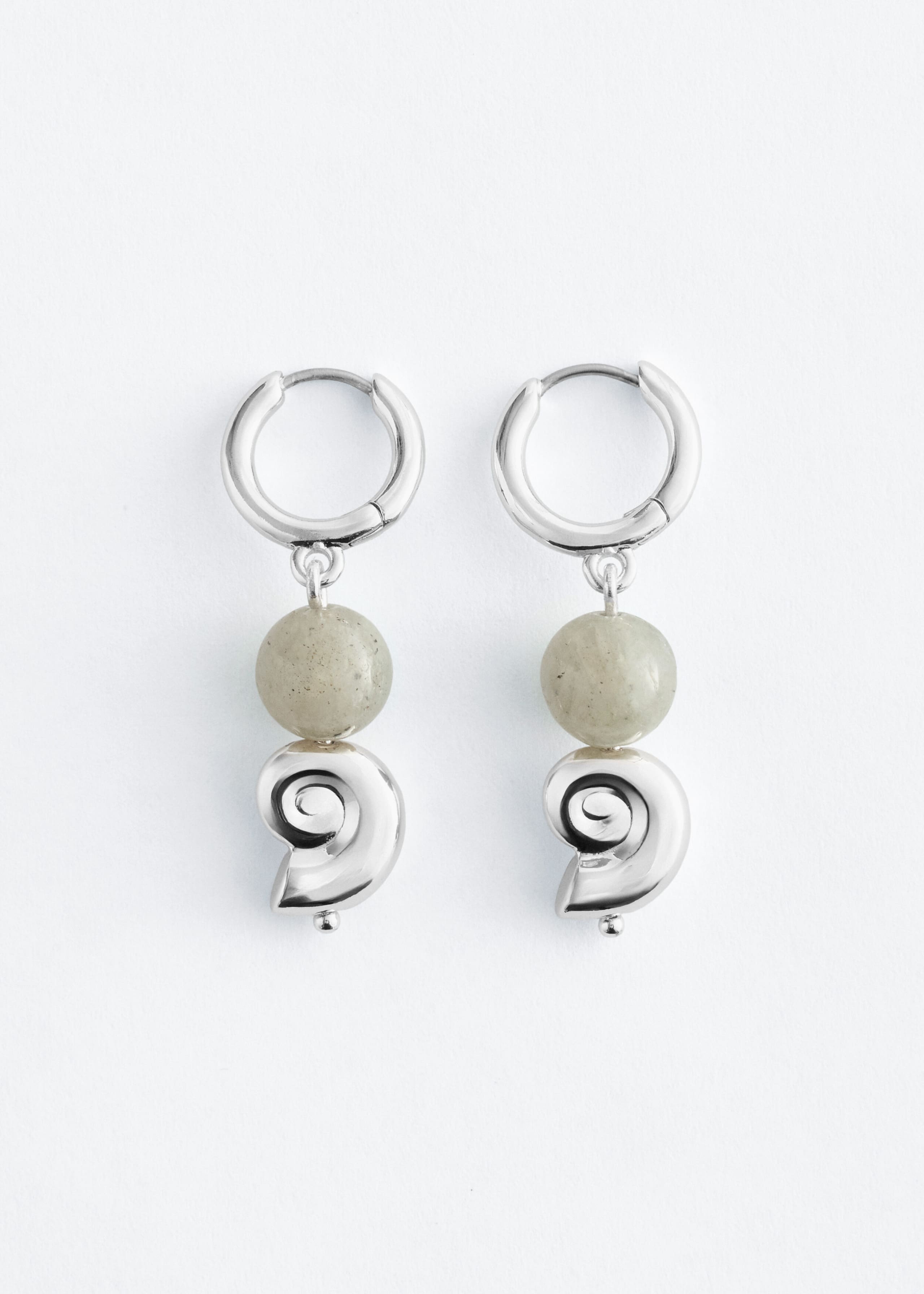 Labradorite Pendant Earrings - Silver - Still Life