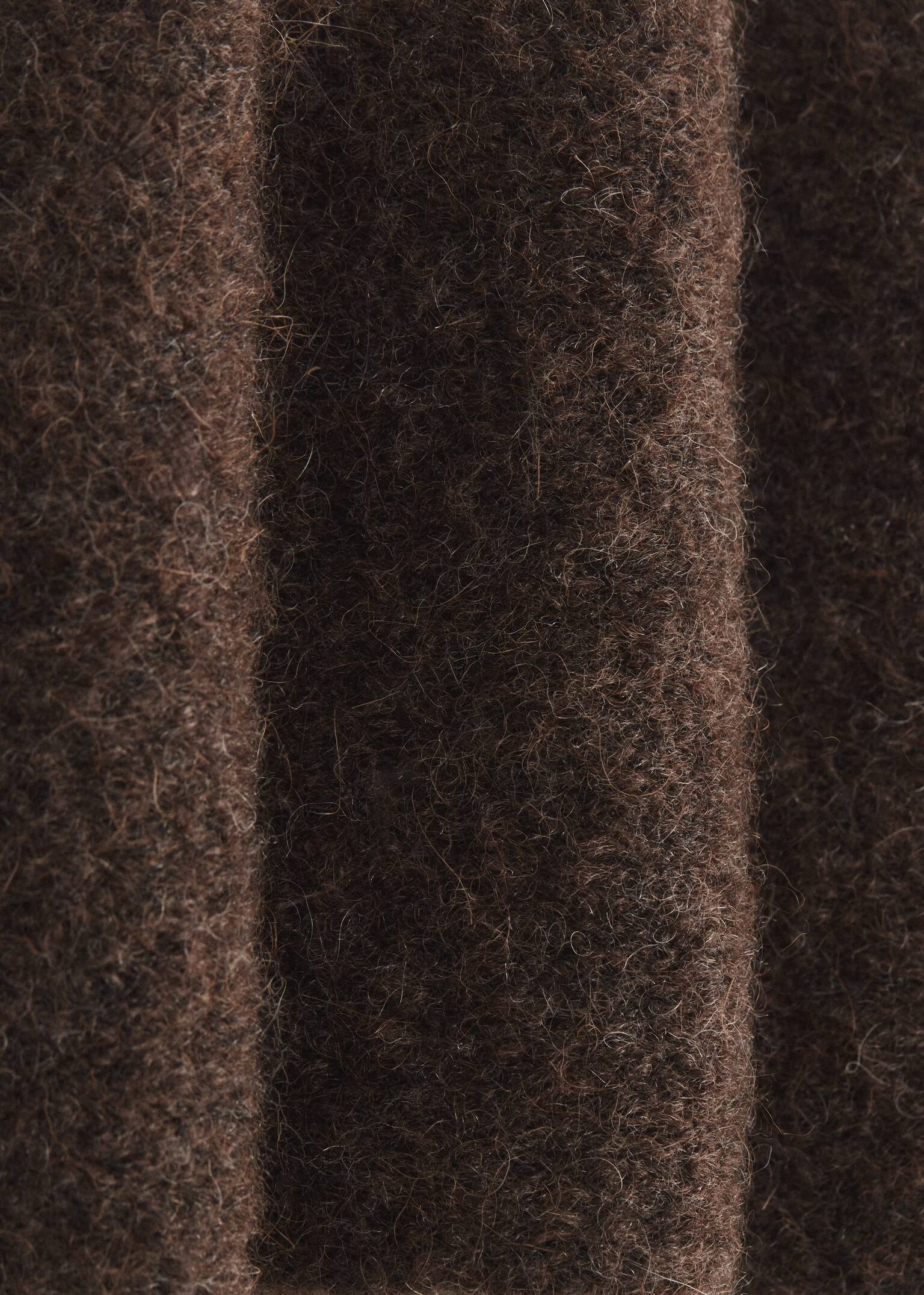 Alpaca-Blend Fringed Slim Scarf - Dark Brown - 4