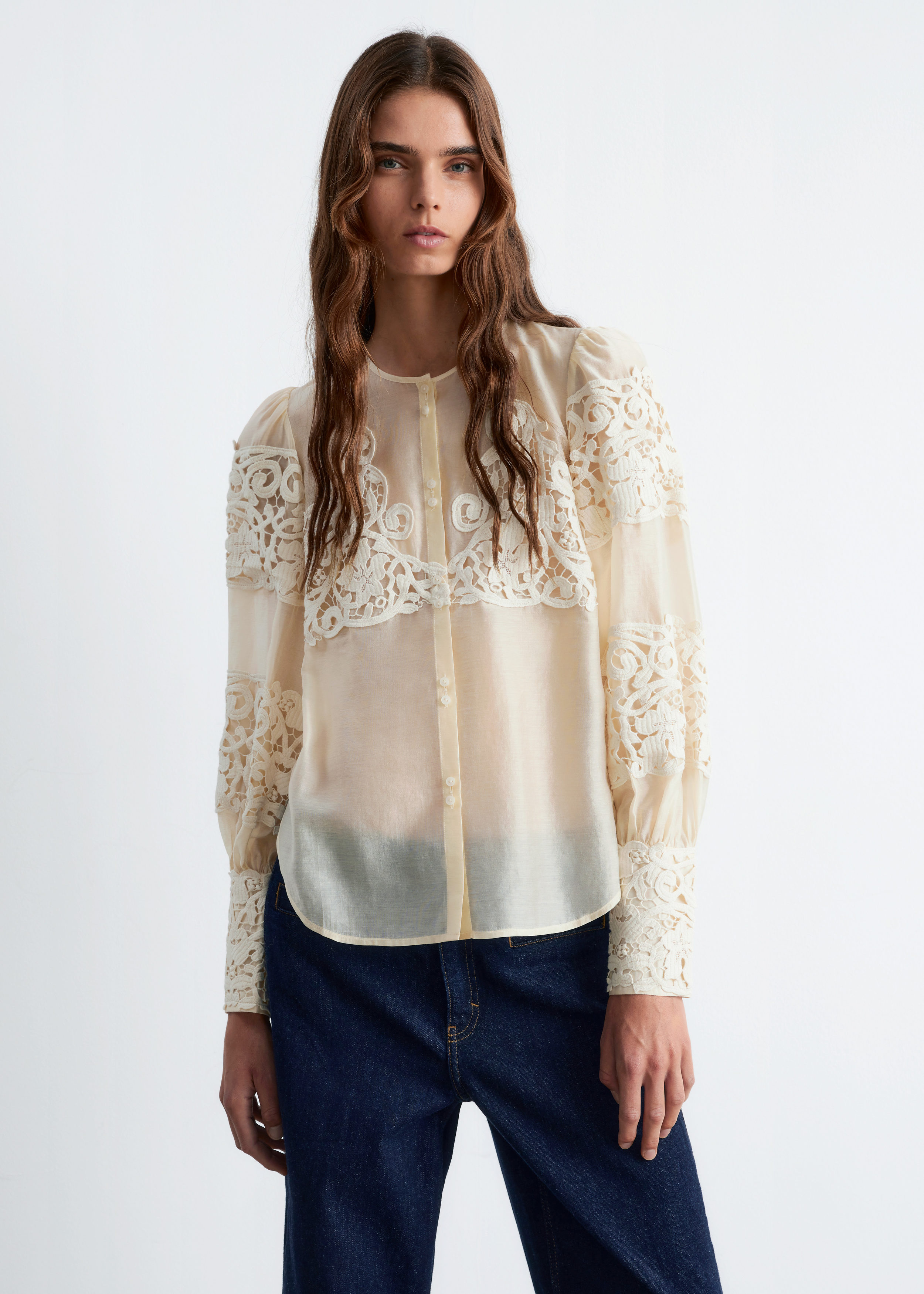 Hella EMBROIDERY LACE BLOUSE ベージュ EMBROIDERY LACE BLOUSE - Hella (ヘラ）公式通販サイト