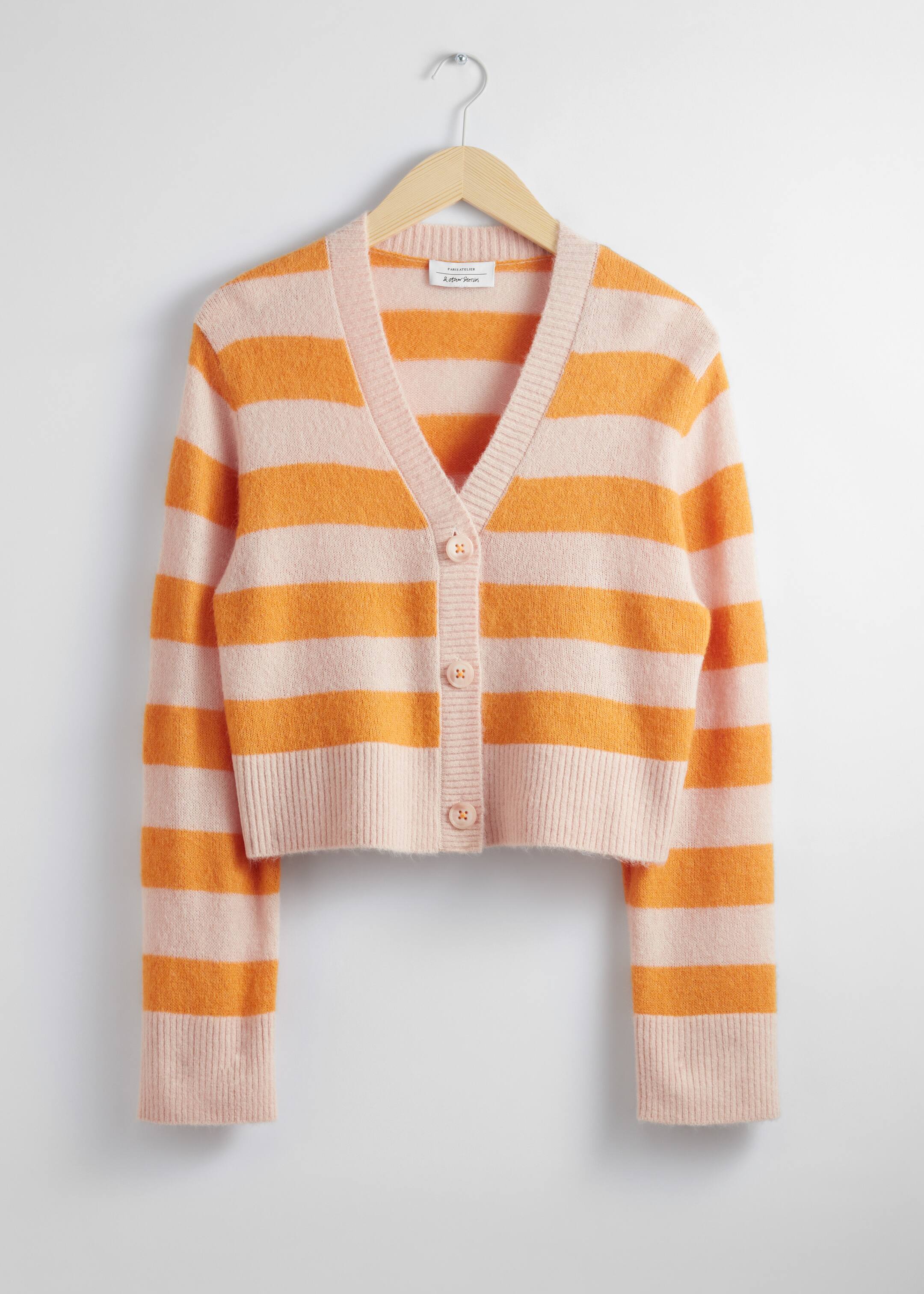 Se større billede: Cropped strikket cardigan - Pink/orange striber - DAME | H&M DK 1