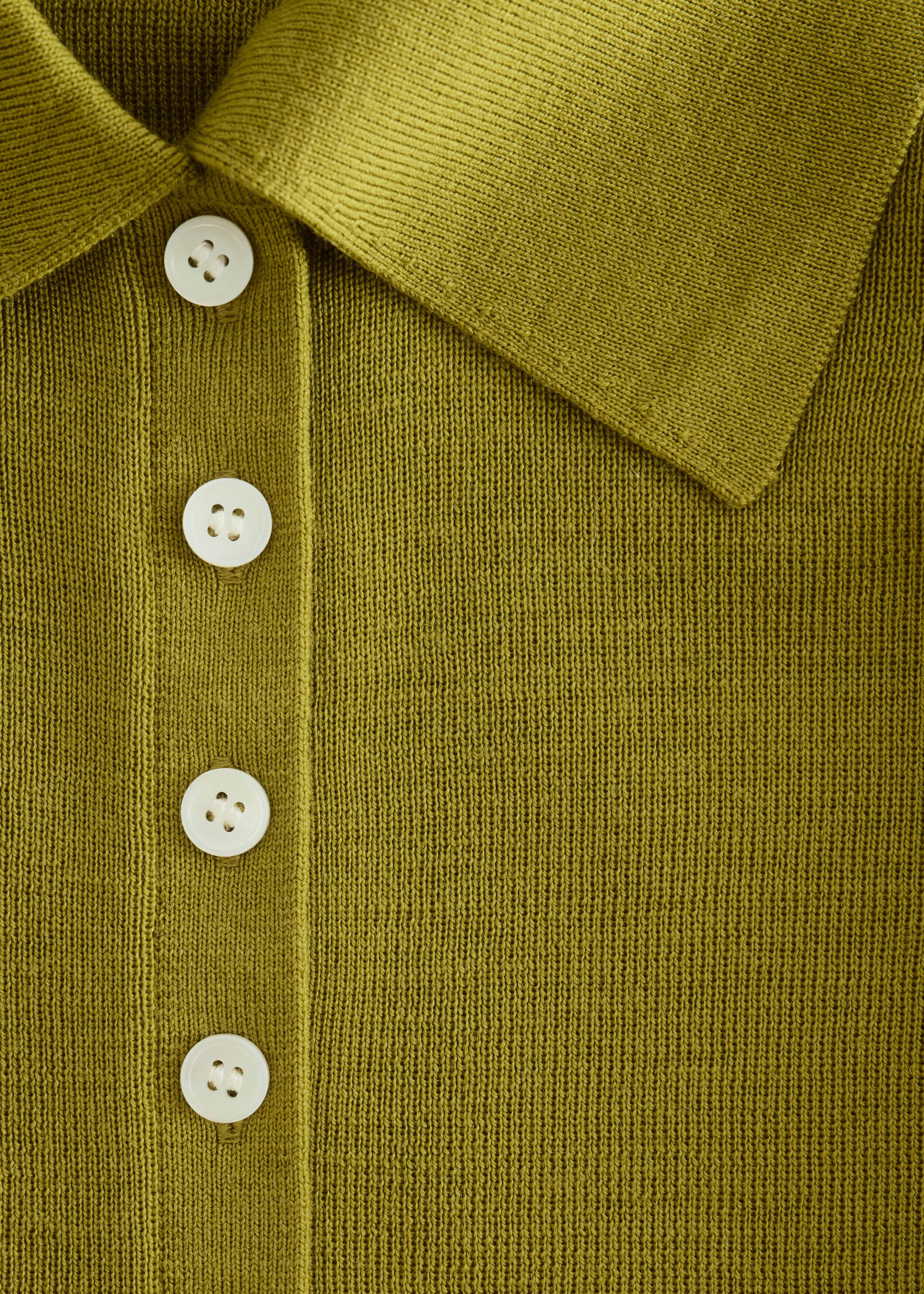 Rib-Knit Merino Wool Polo Top - Grey Melange - Still Life