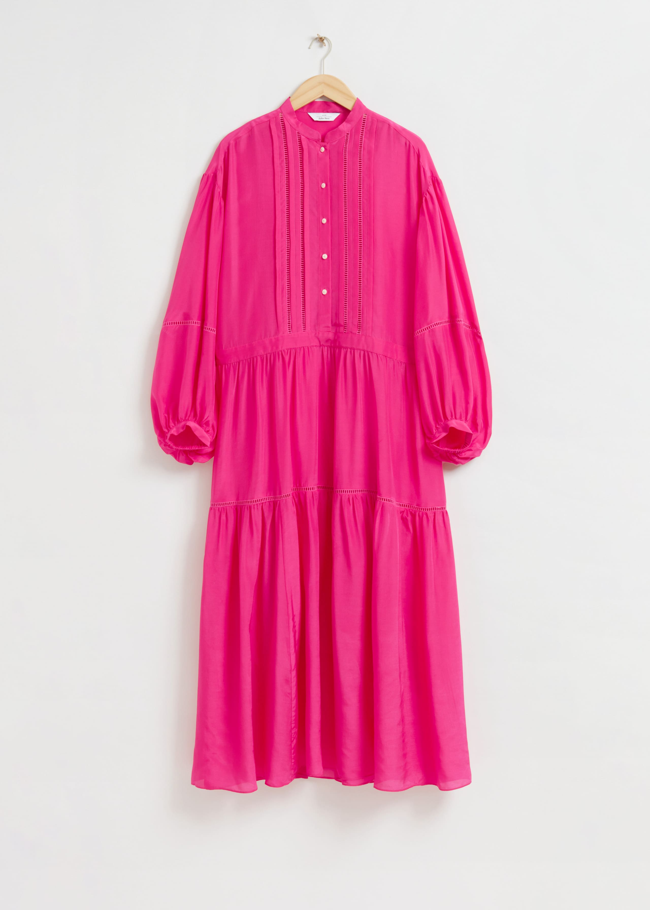 Relaxed Lace Trimmed Tunic Dress - Bright Pink - Natura morta