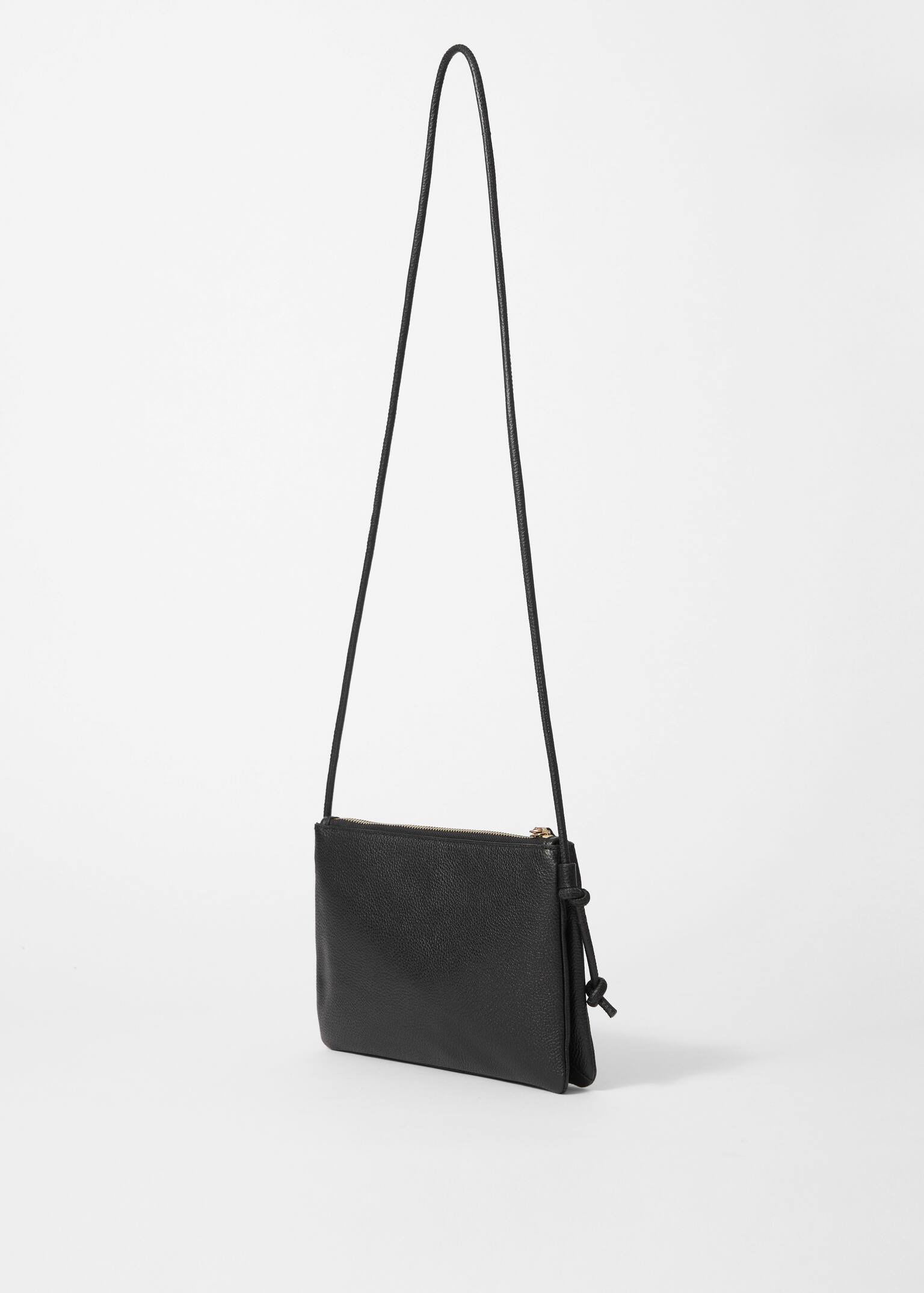 Bolso bandolera pequeño de piel - Negro/Marrón - 3
