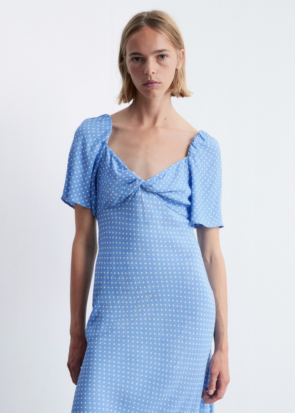 Image of Flutter-Sleeve Midi Dress