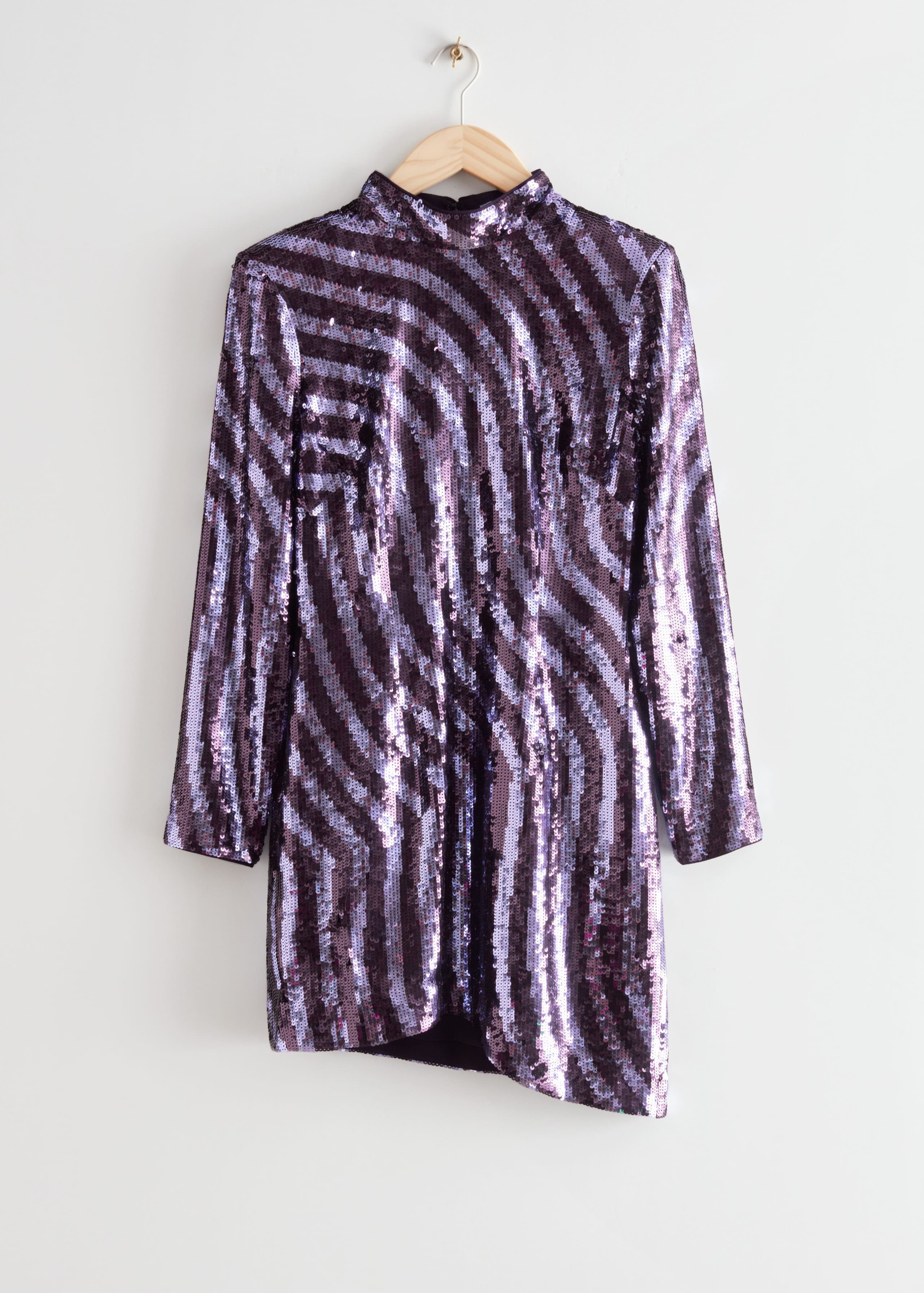 Fitted Sequin Mini Dress - Purple Sequins - Natura morta