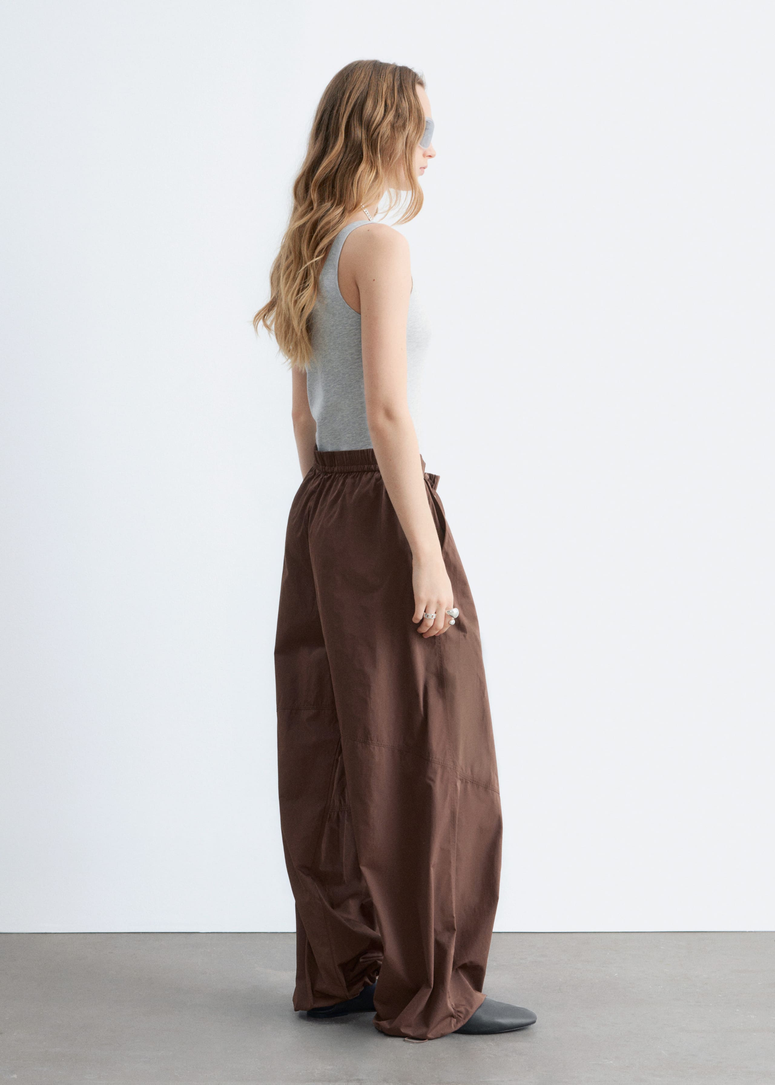 Image of Drawstring Barrel Leg Trousers