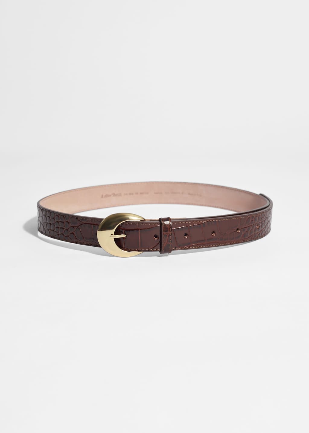 Image of Crescent-Buckle Leather Belt