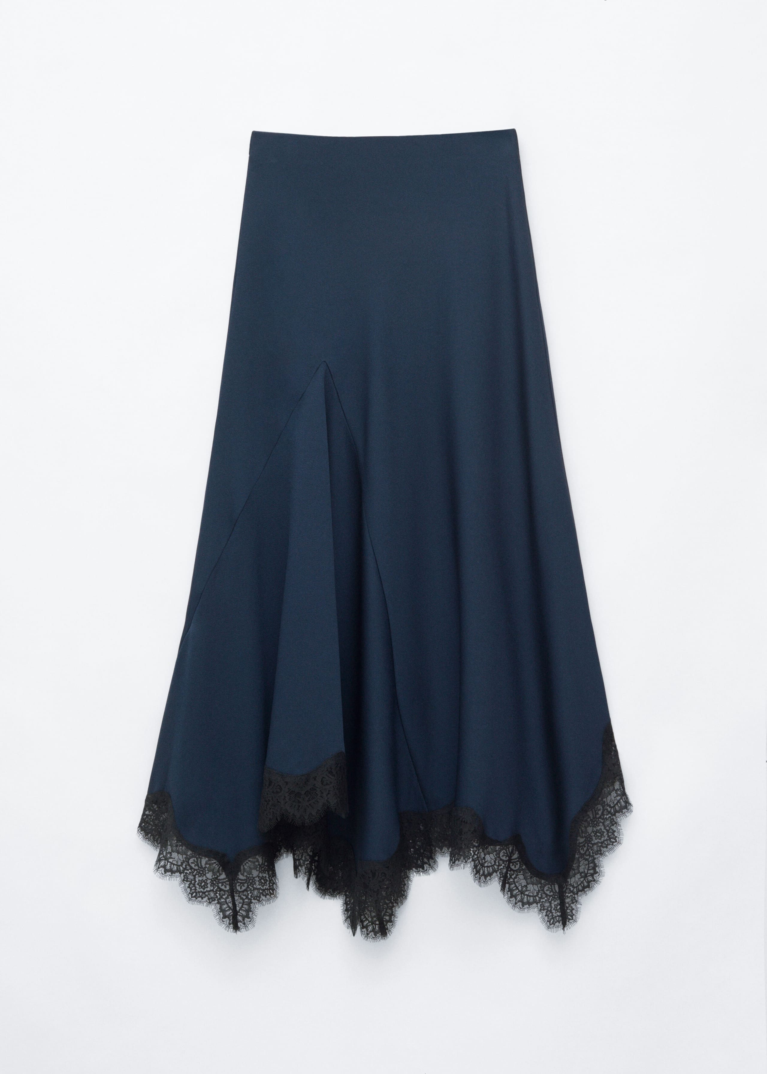 Falda larga con detalles de encaje - Azul oscuro - Bodegón