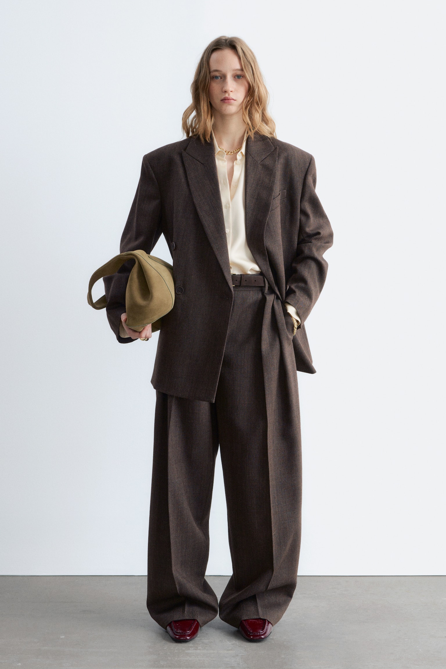 Uldbukser med pressefolder - Mørkebrun - 9