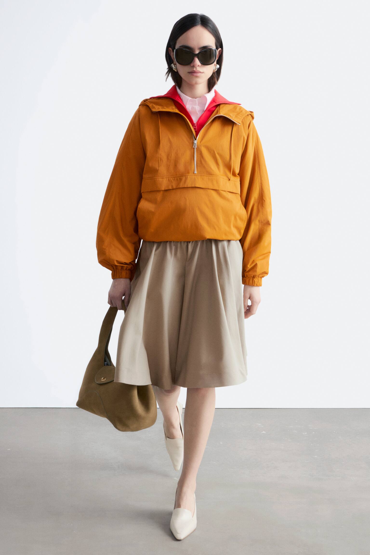 Anorak con cappuccio - Arancione/Nero - 4