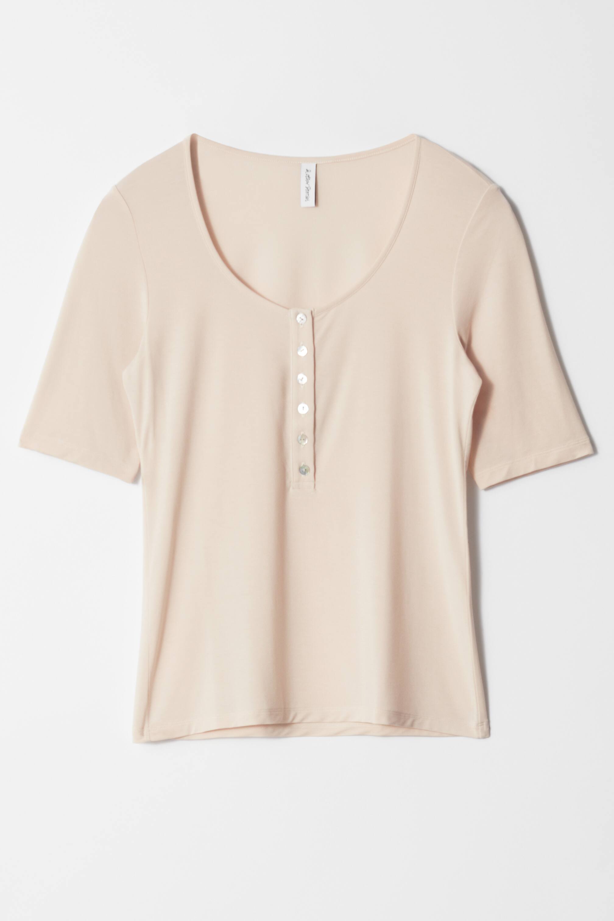 Se større billede: T-shirt med dyb halsudskæring  - Beige - DAME | H&M DK 1