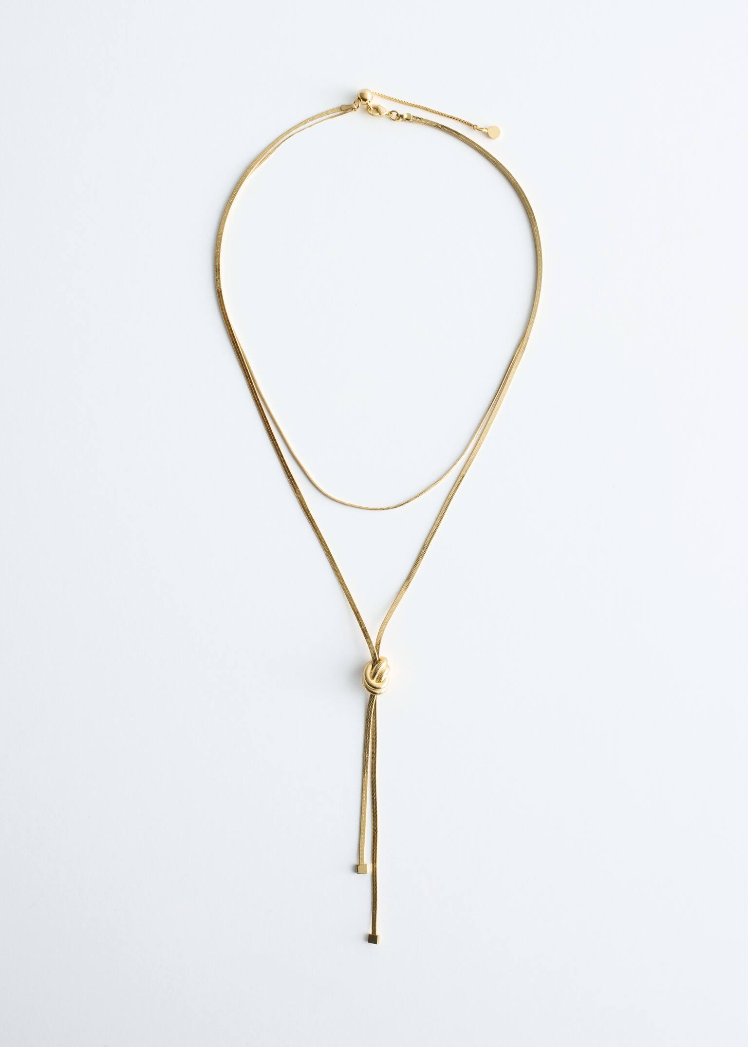 Knot-Detail Lariat Necklace - זהב - 2