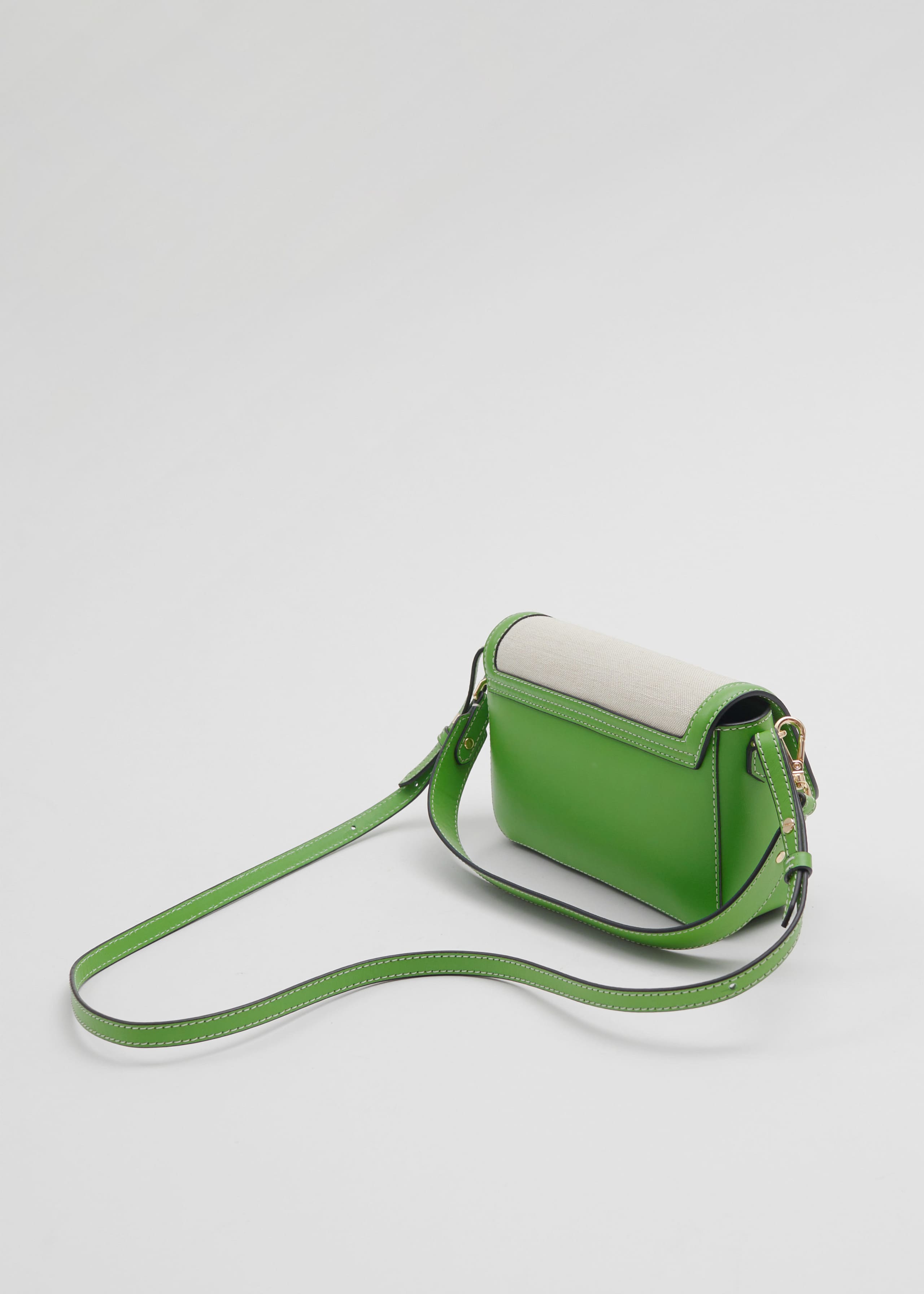 Borsa a tracolla in tela e pelle - Beige/Cognac - Natura morta