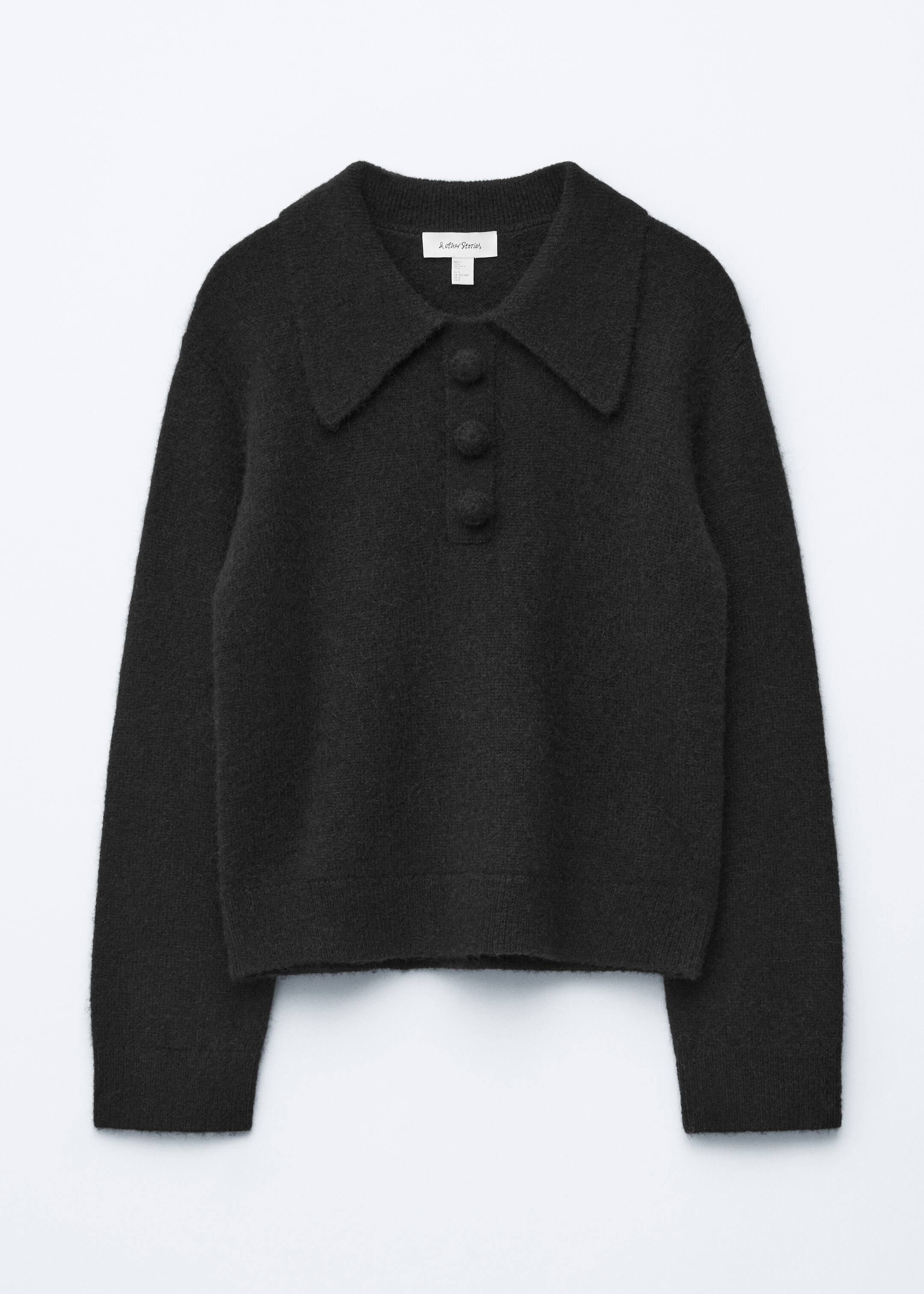 Visa större bild: Tröja i alpackablandning med krage - Svart - DAM | H&M SE 6