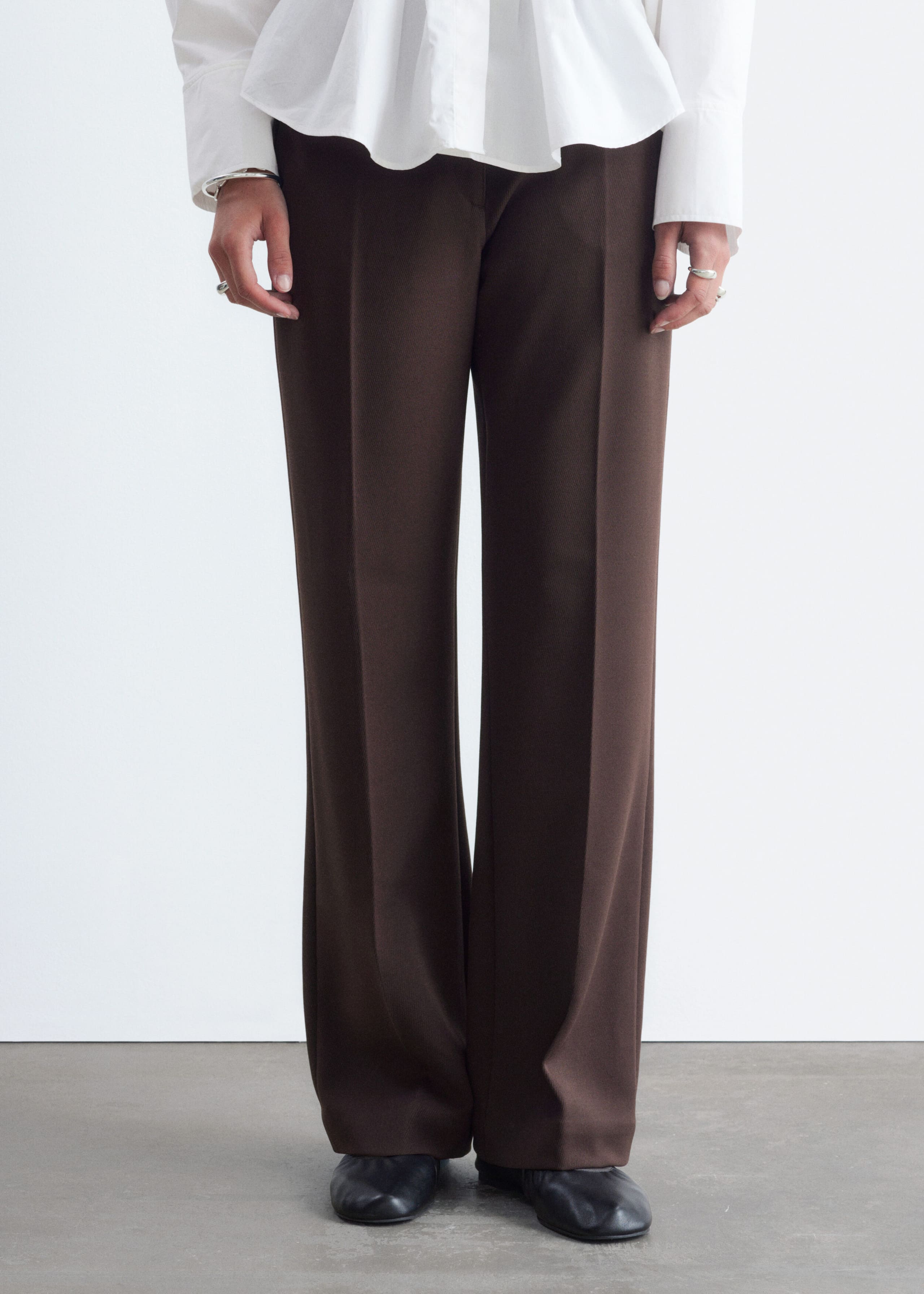 Tailored Press Crease Trousers - Dark Brown - Lookbook