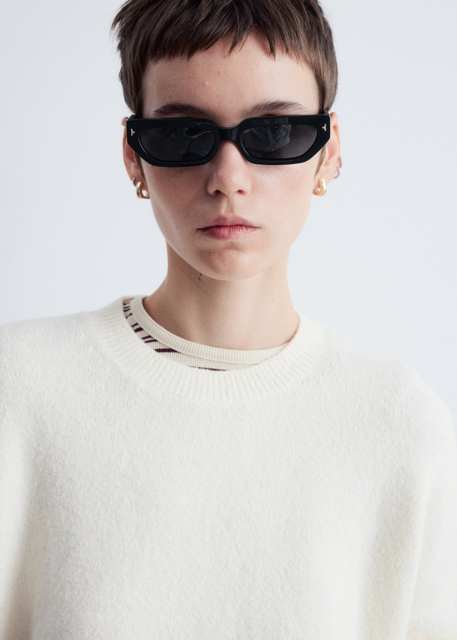 Relaxed Knit Jumper - Biały/Szary melanż/Szarobeżowy/Czarny/Ciemnoczerwony/Ciemnoniebieski/Przydymiony róż/Mole/Ciemnoróżowy/Granatowy - 5