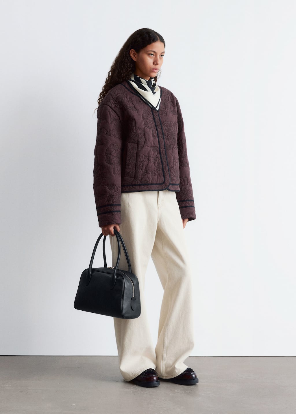 Image of Floral Pattern Quilted Jacket