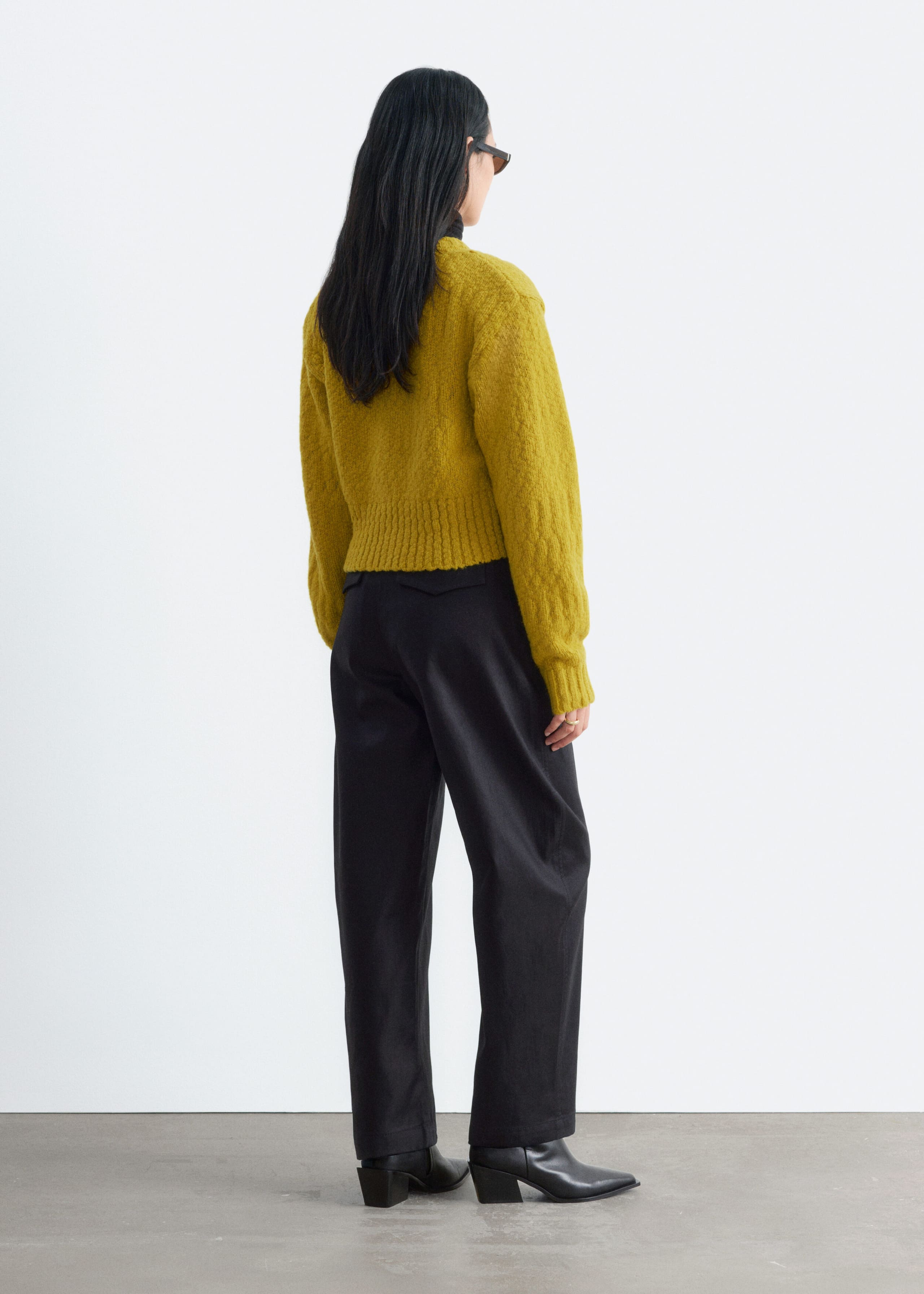 Wool-Cotton Cardigan - Olive - Lookbook