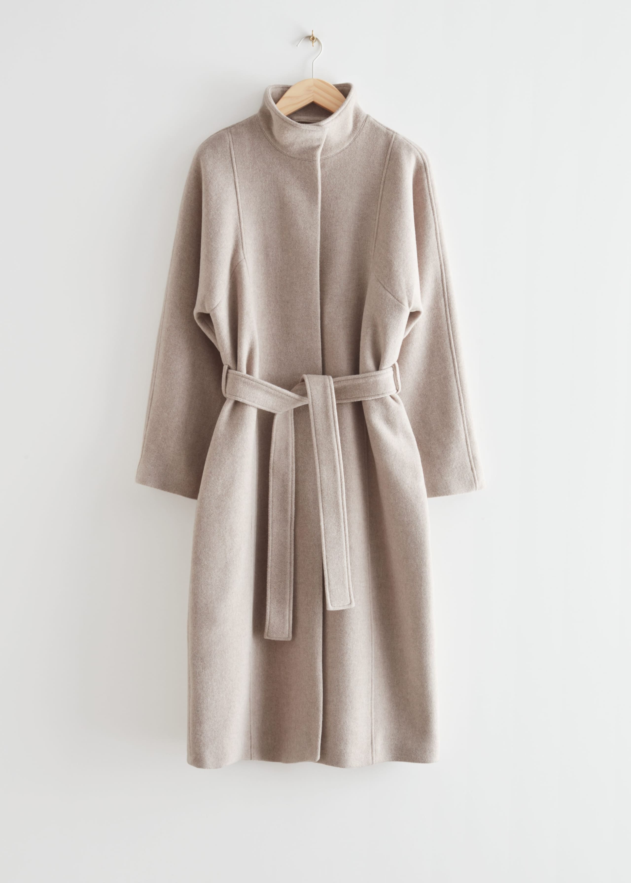 Belted Wool Coat - Black - Natura morta