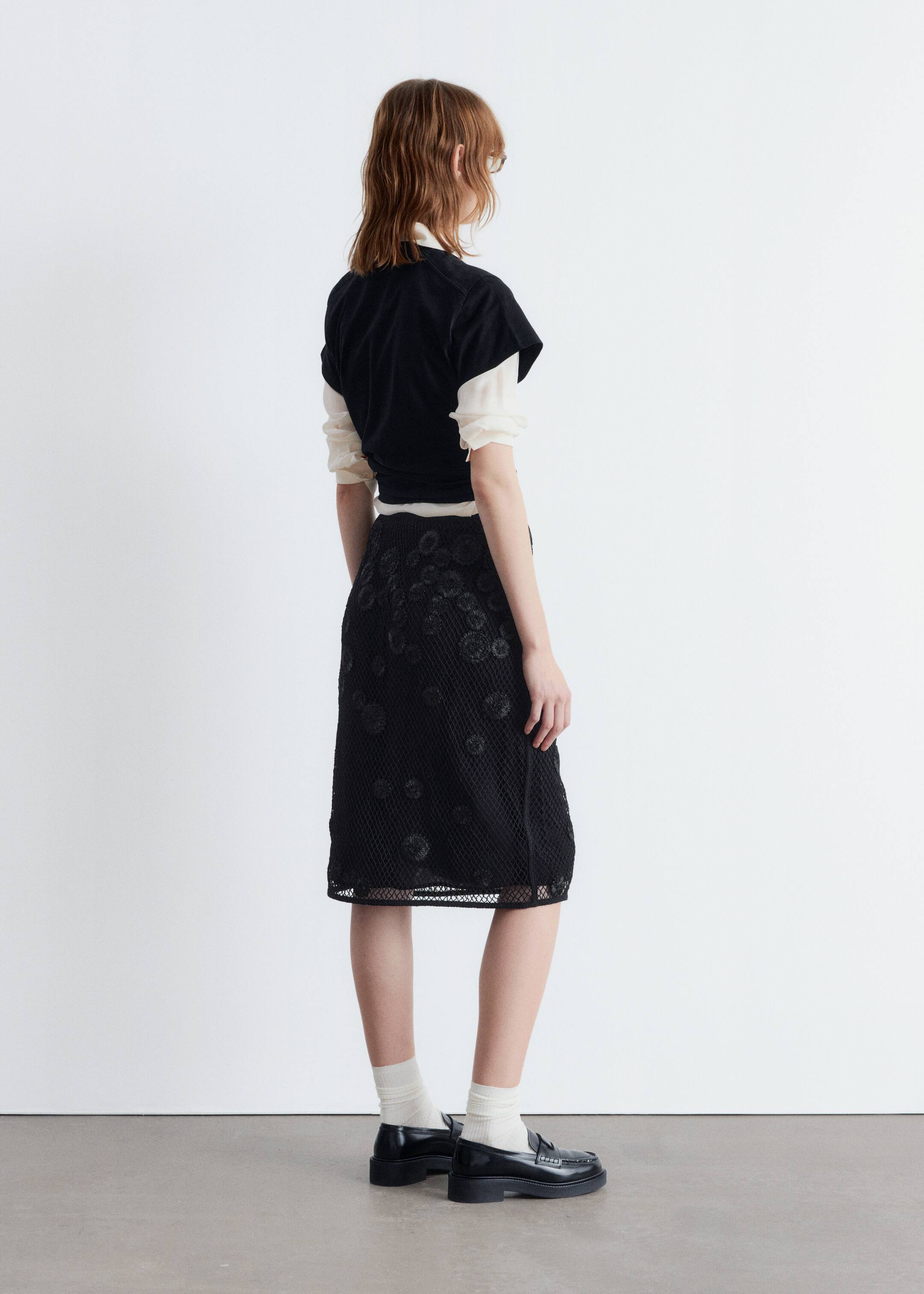 Visualizza immagine più grande: Gonna midi in rete con applicazioni floreali - Nero - DONNA | H&M IT 9