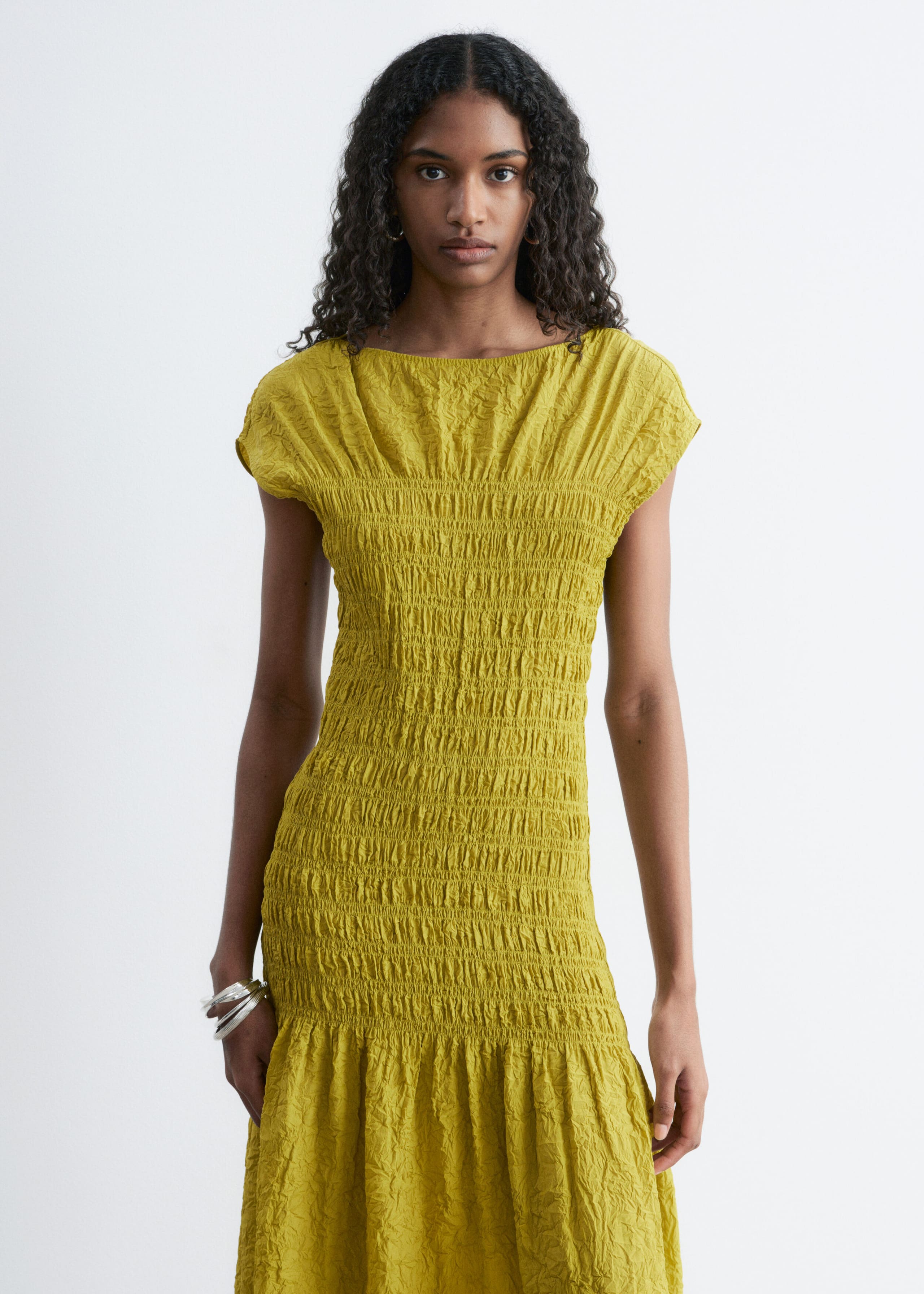 Image of Maxi abito con lavorazione smock