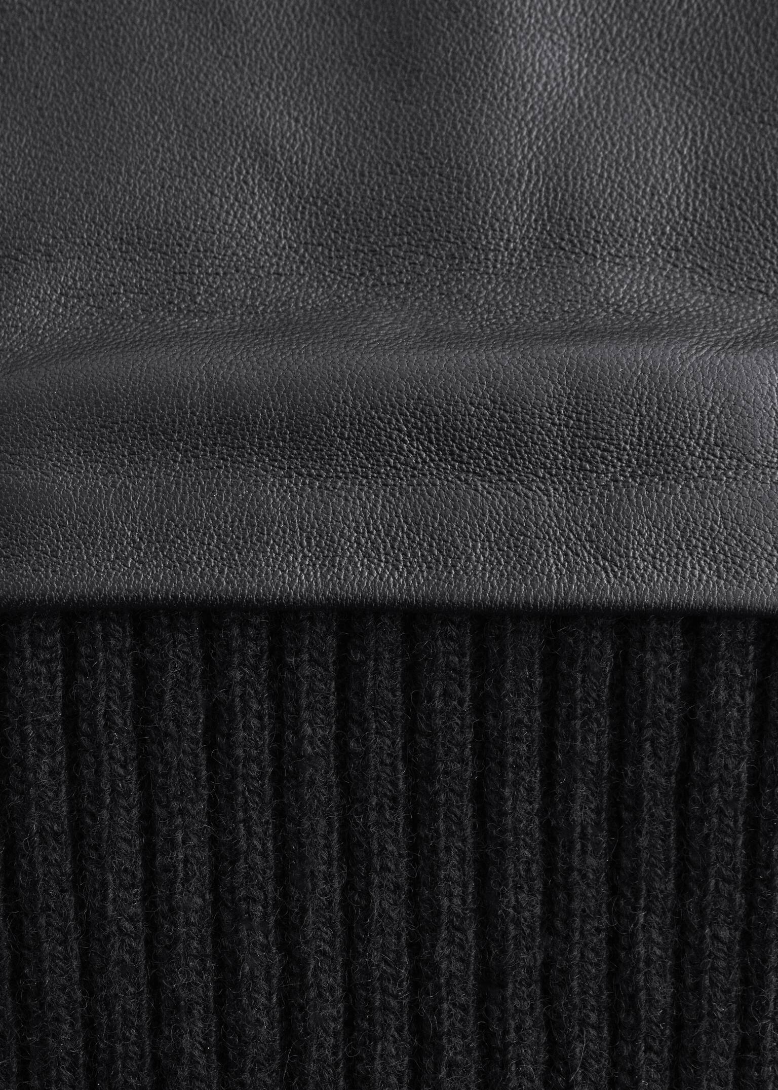 Fingerlose Fäustlinge aus Leder - Schwarz - 4