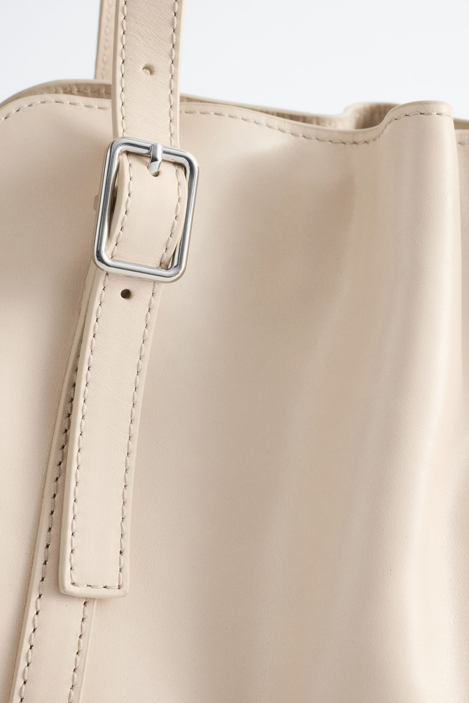 Bolso de hombro de perfil bajo en piel - Beige/Mint - 3