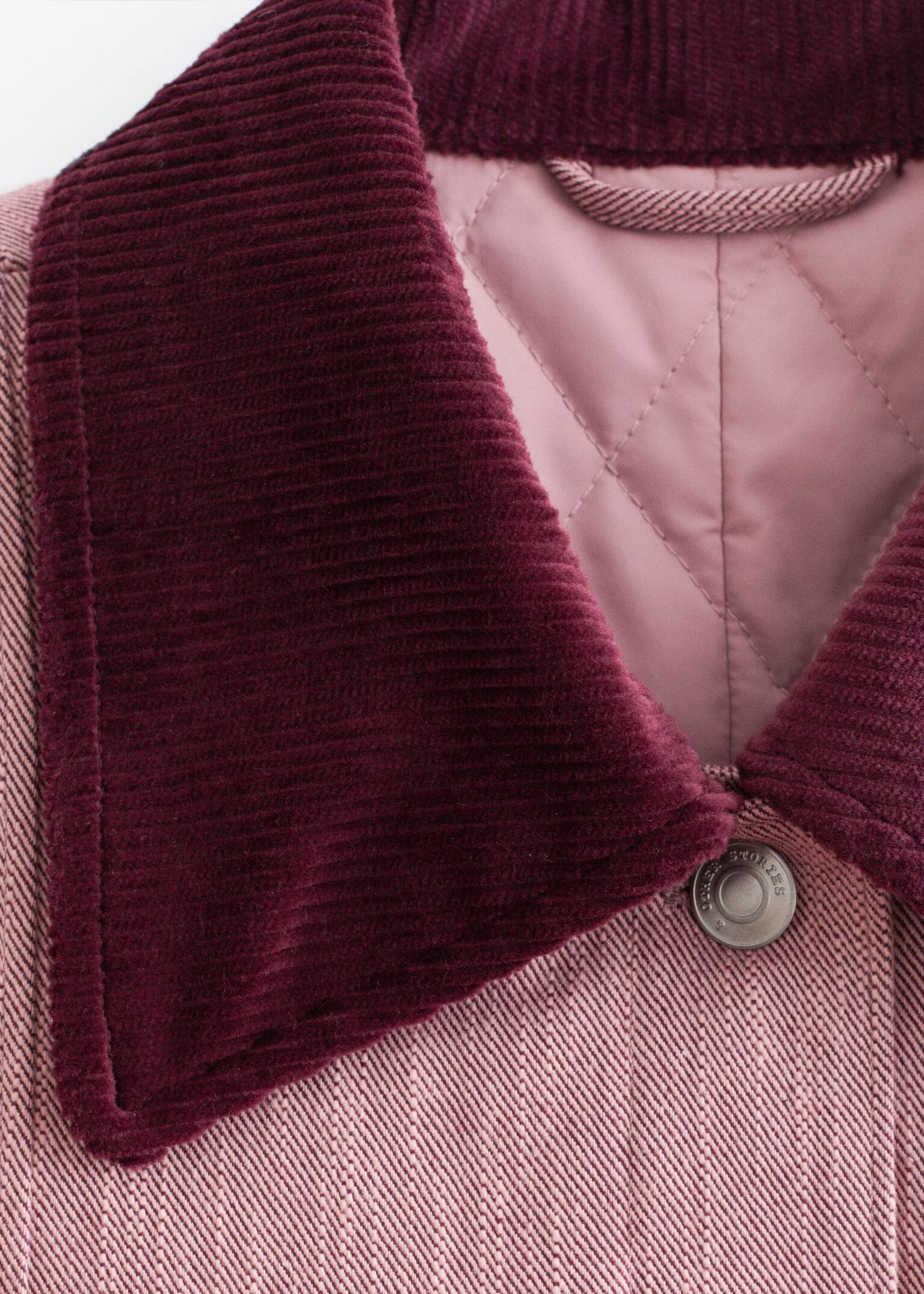 A-Linien-Jacke mit kontrastierendem Kragen - Hellrosa - 9