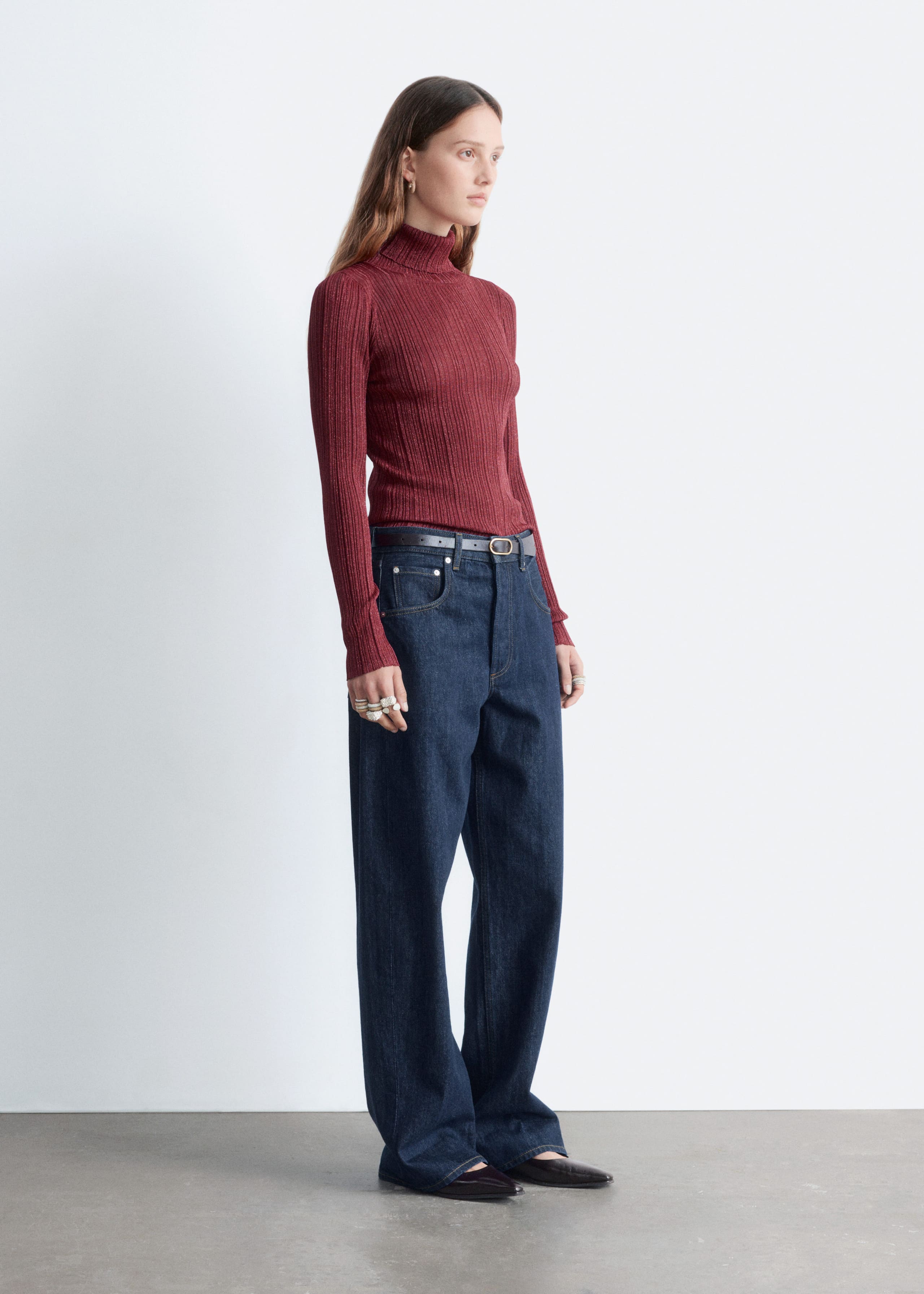 Image of Rippstrick-Rollkragenpullover aus Lurex