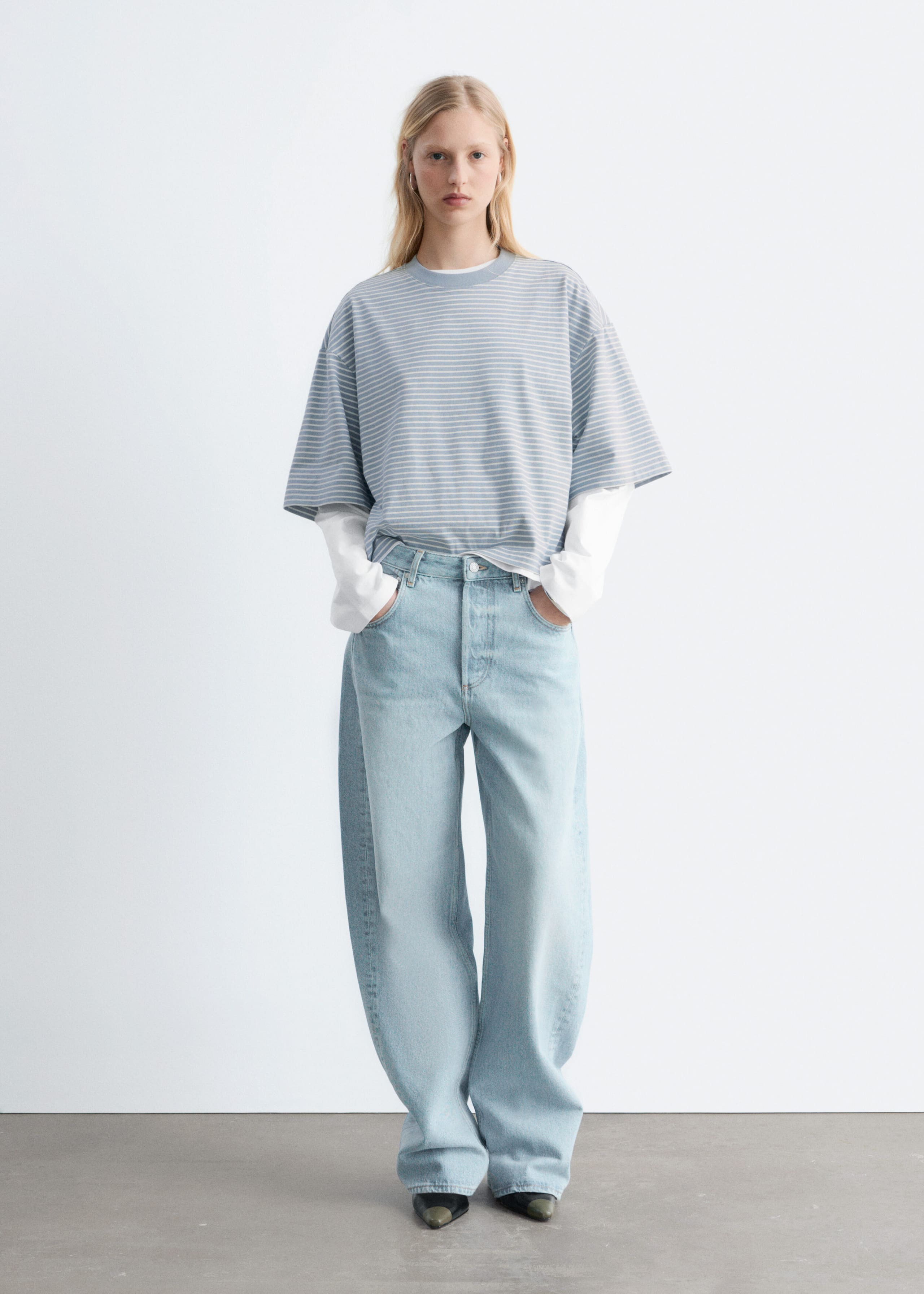 Image of Gestreiftes Oversized-T-Shirt aus Baumwolle