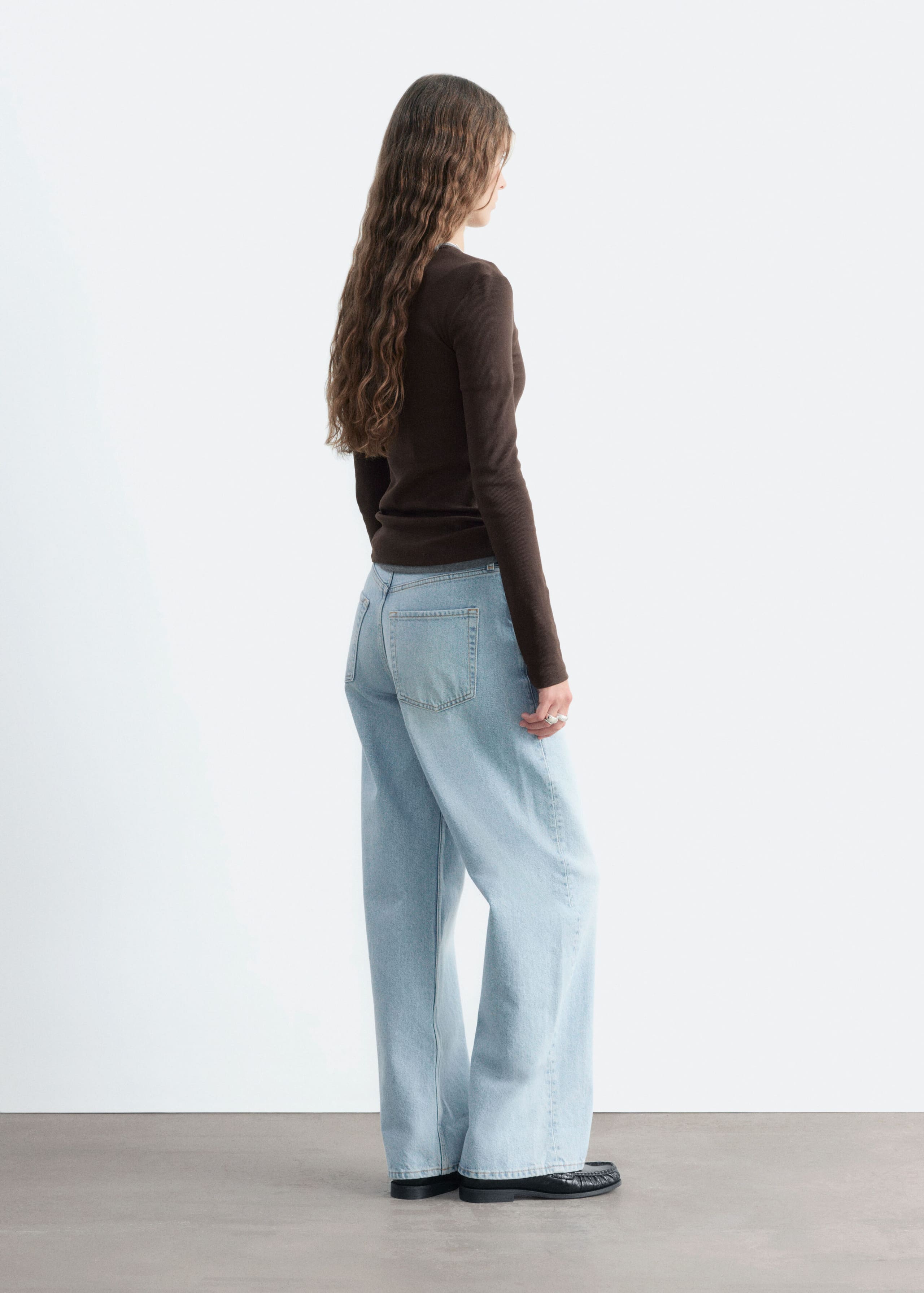 Geribbelde top met lange mouwen - Zwart - Lookbook