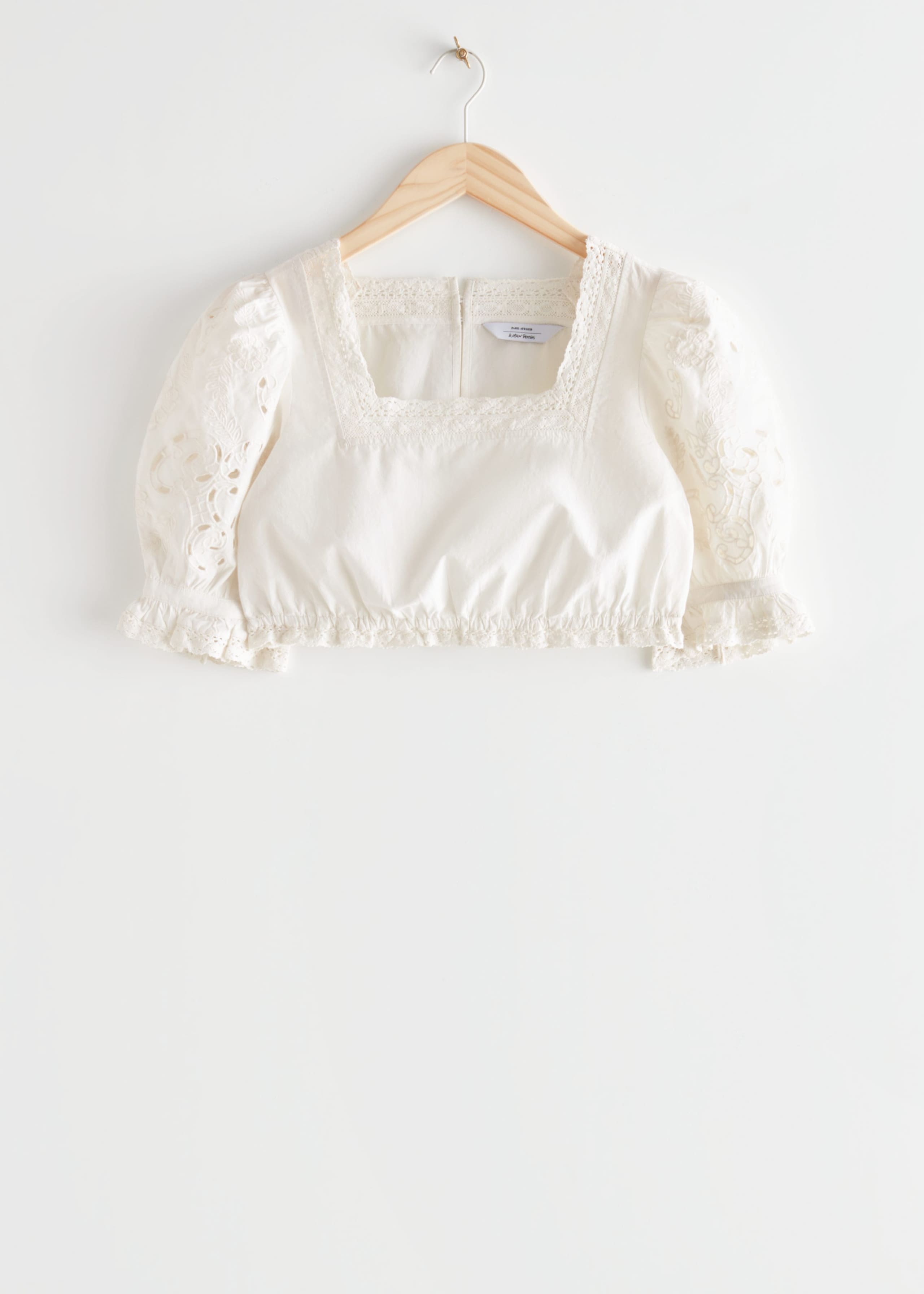 Embroidered Crop Top - White - Still Life