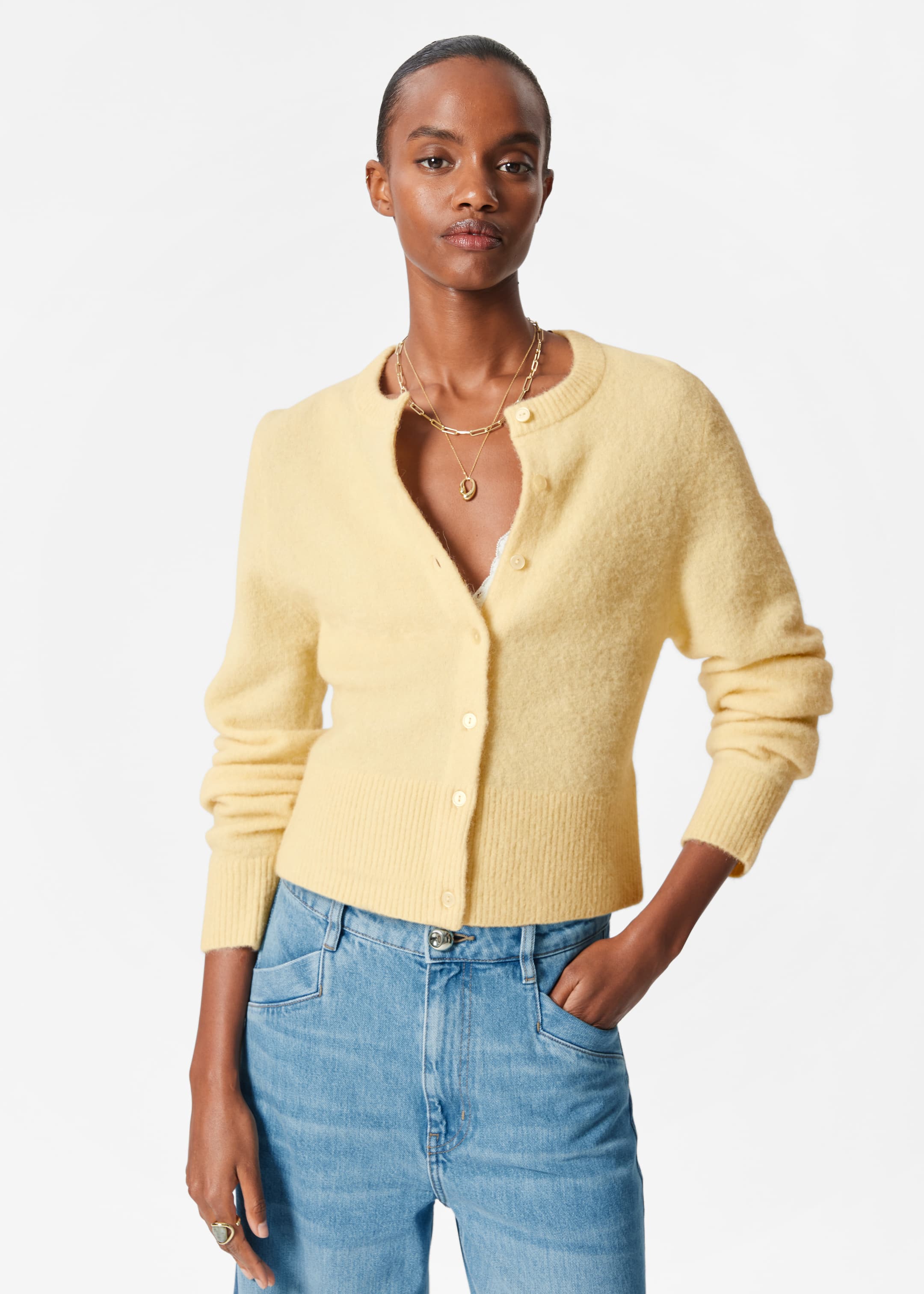 View larger image: Alpaca-Blend Knit Cardigan - Light Yellow - Ladies | H&M GB 1