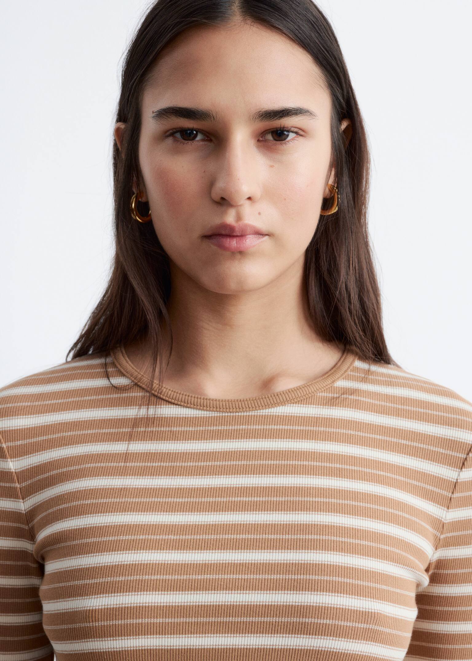 Ribbed Long-Sleeve Top - Brown/White Stripes/Black/Beige/Black Stripes/White/Dark Green/Dark Brown/Light Grey - 3