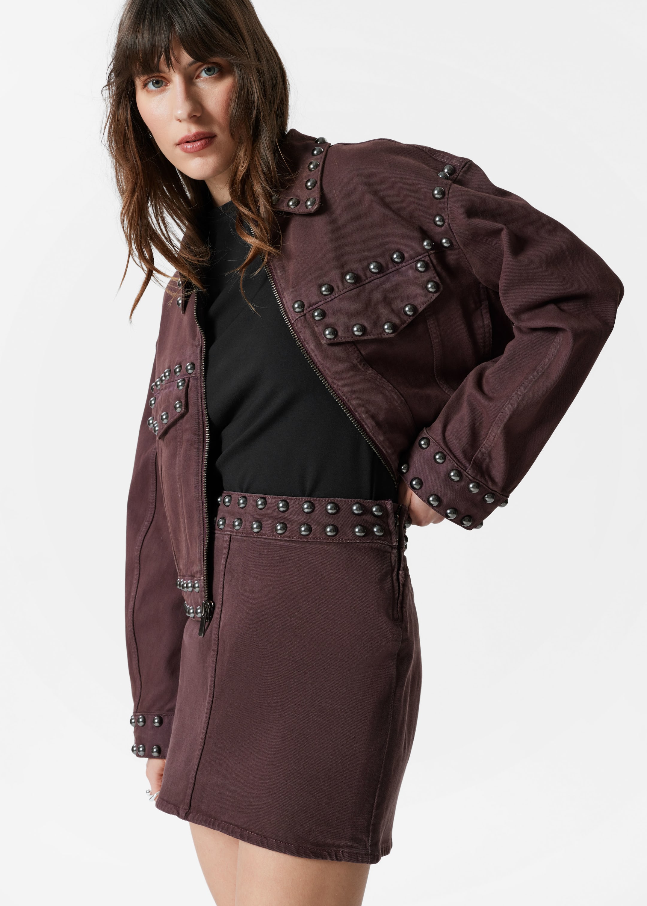 Visualizza immagine più grande: Minigonna borchiata - Marrone scuro - DONNA | H&M IT 4
