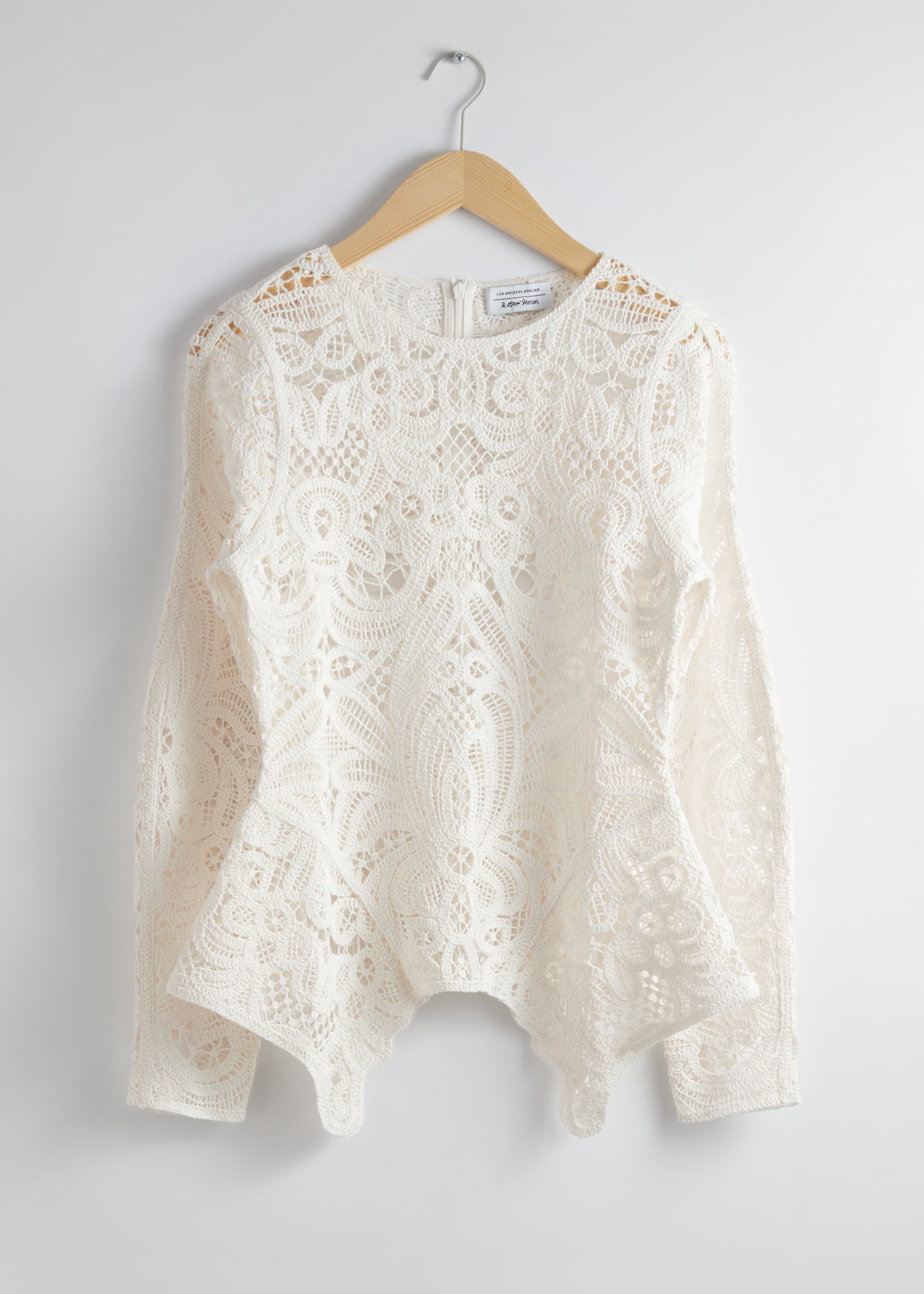 View larger image: Crochet-Lace Peplum Top - Ivory - Ladies | H&M GB 1